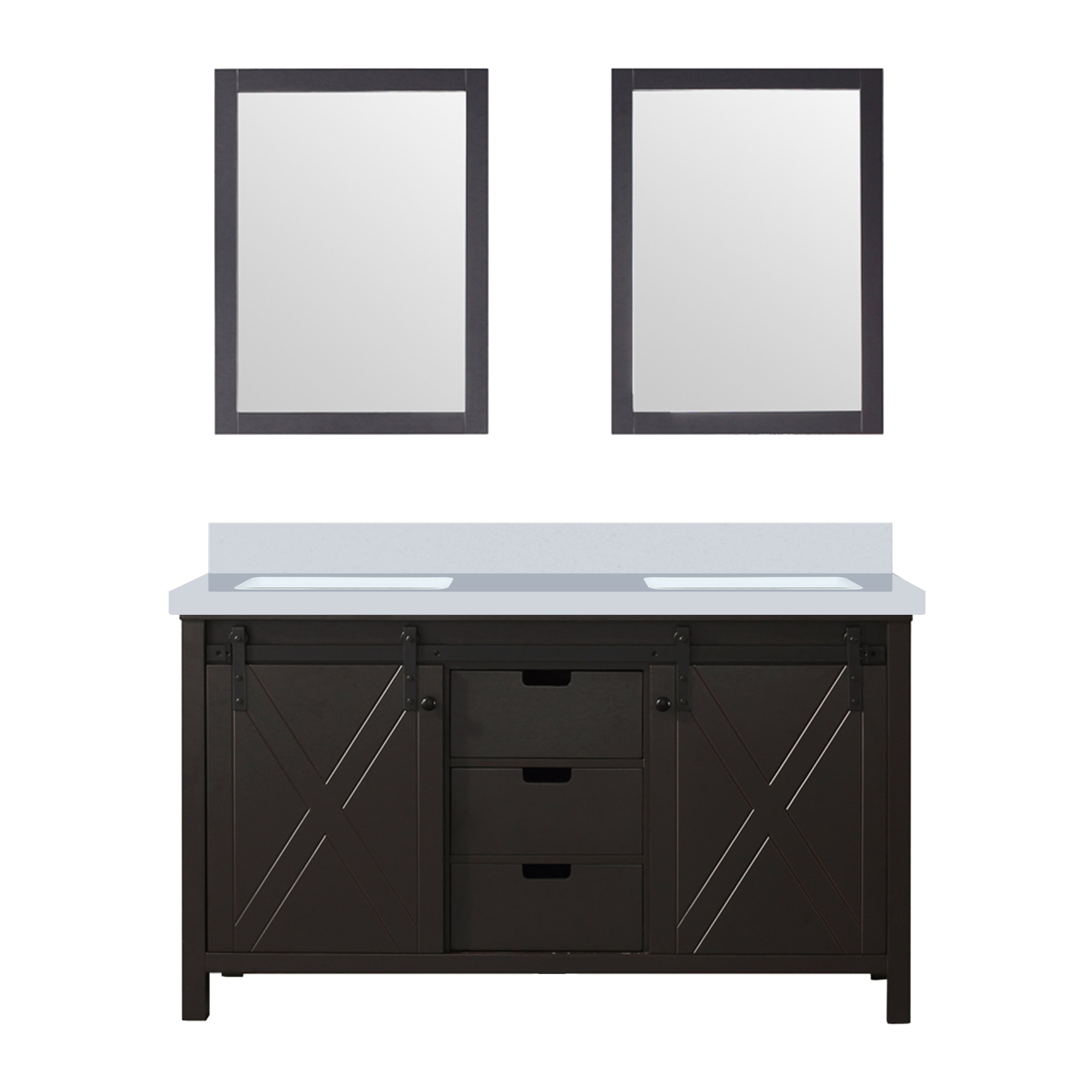 Marsyas 60 in W x 22 in D Brown Double Bath Vanity