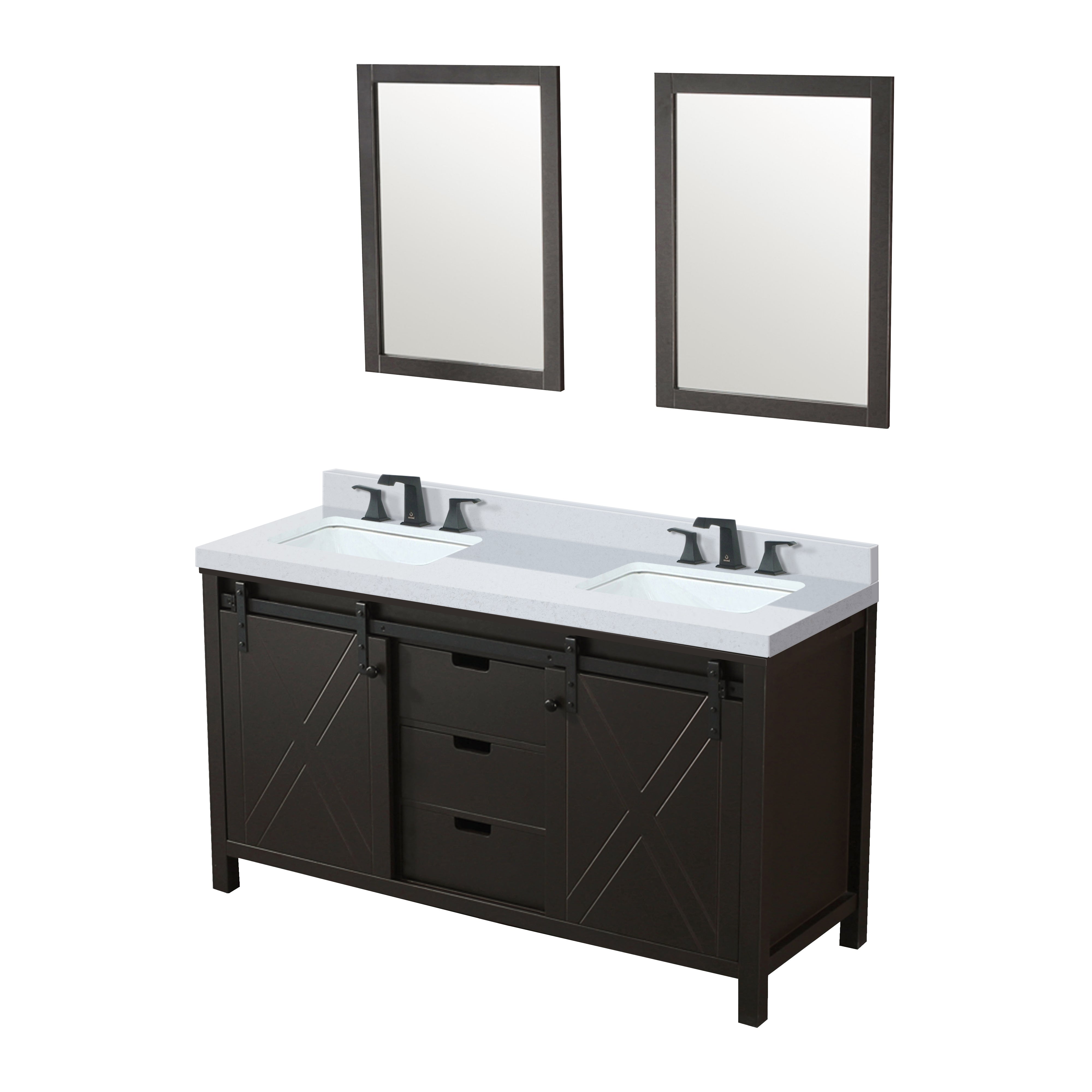 Marsyas 60 in W x 22 in D Brown Double Bath Vanity