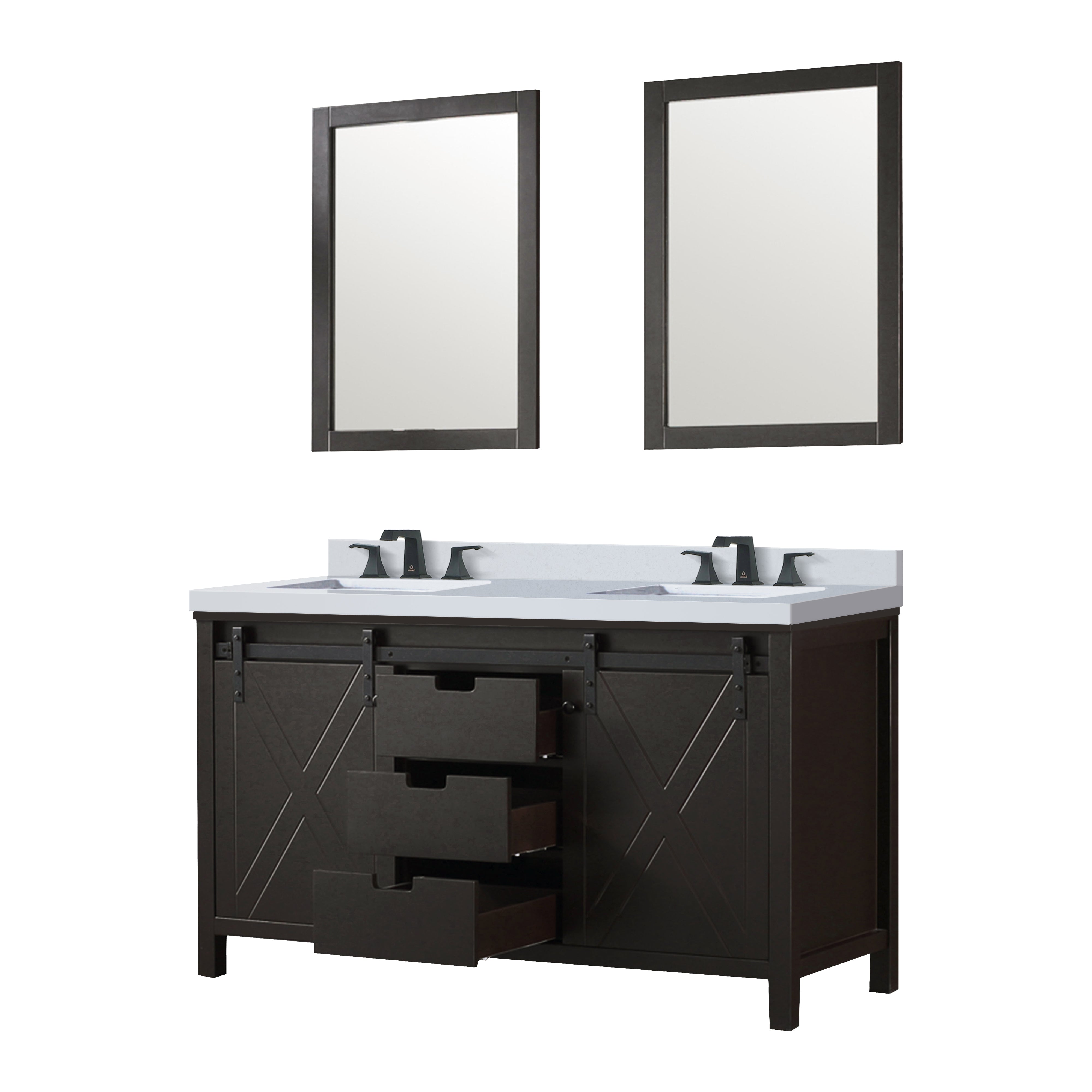Marsyas 60 in W x 22 in D Brown Double Bath Vanity