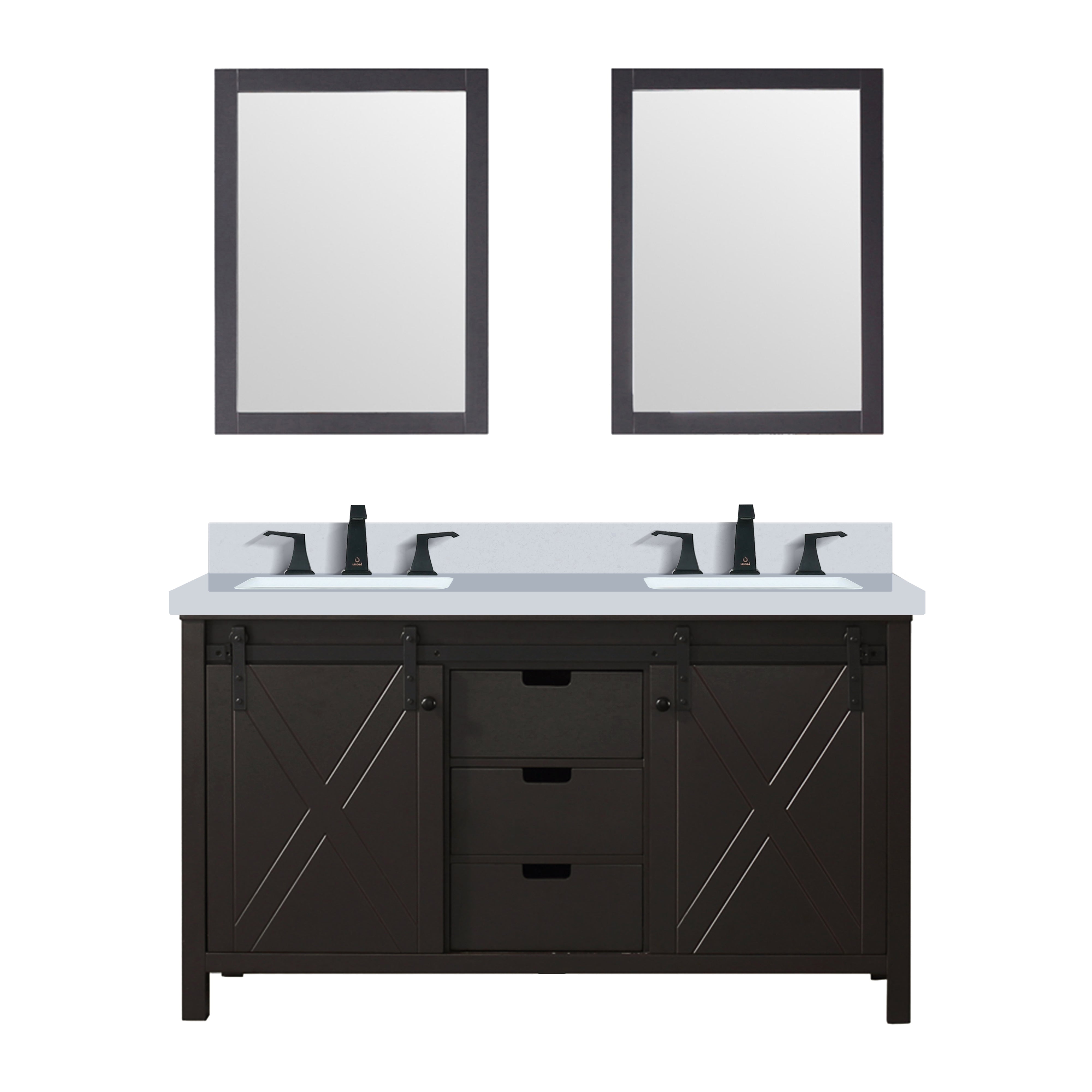 Marsyas 60 in W x 22 in D Brown Double Bath Vanity