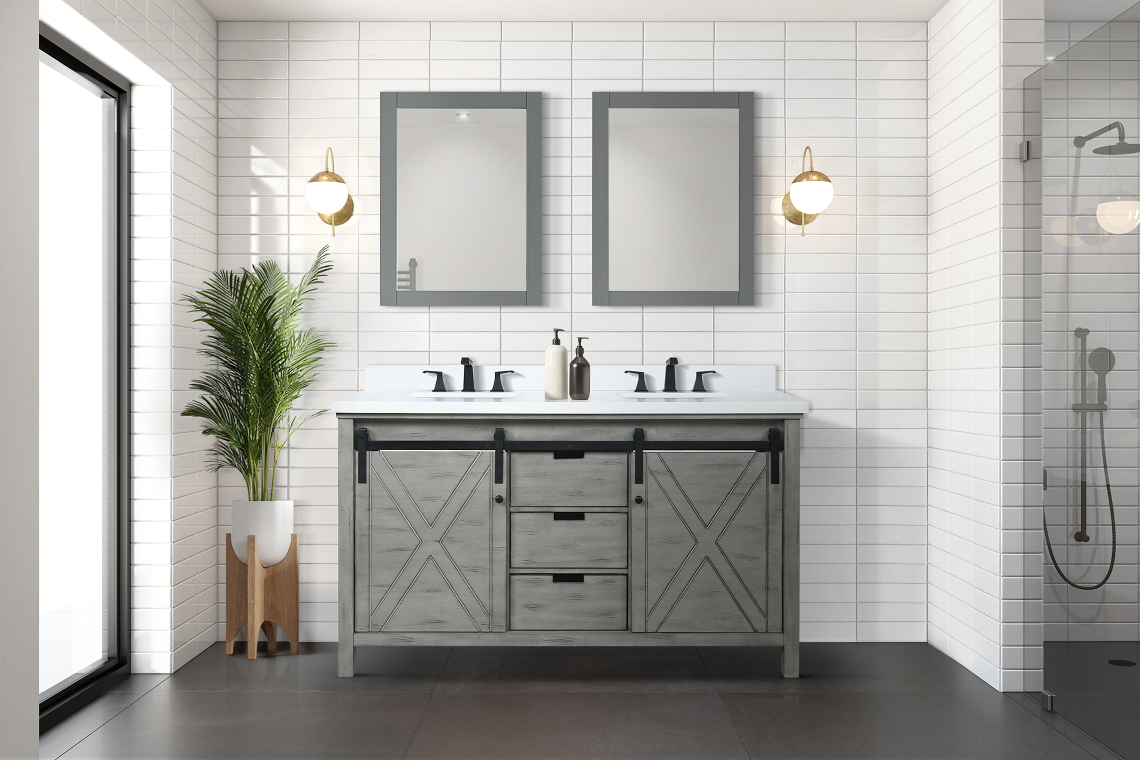 Marsyas 60 in W x 22 in D Ash Grey Double Bath Vanity