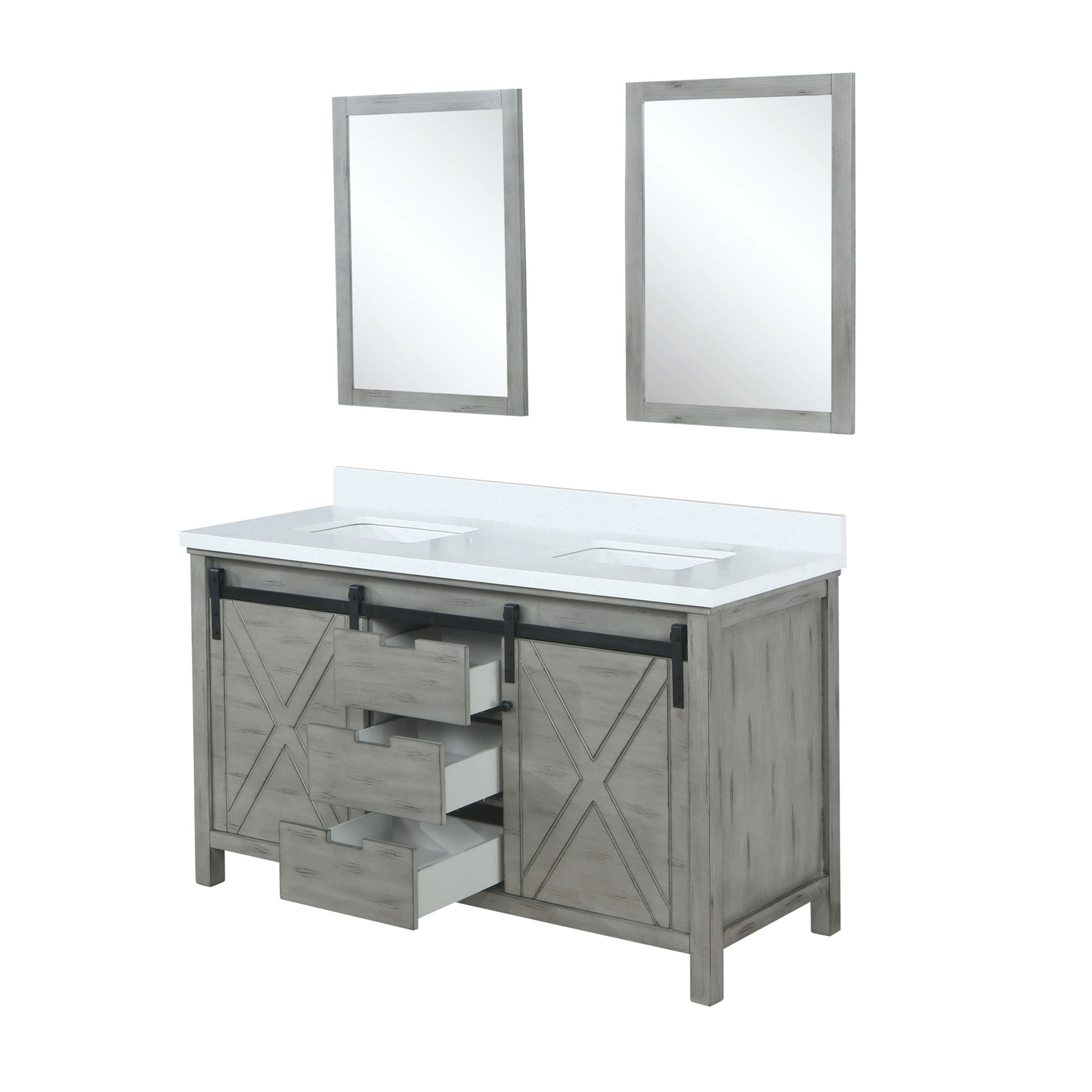Marsyas 60 in W x 22 in D Ash Grey Double Bath Vanity