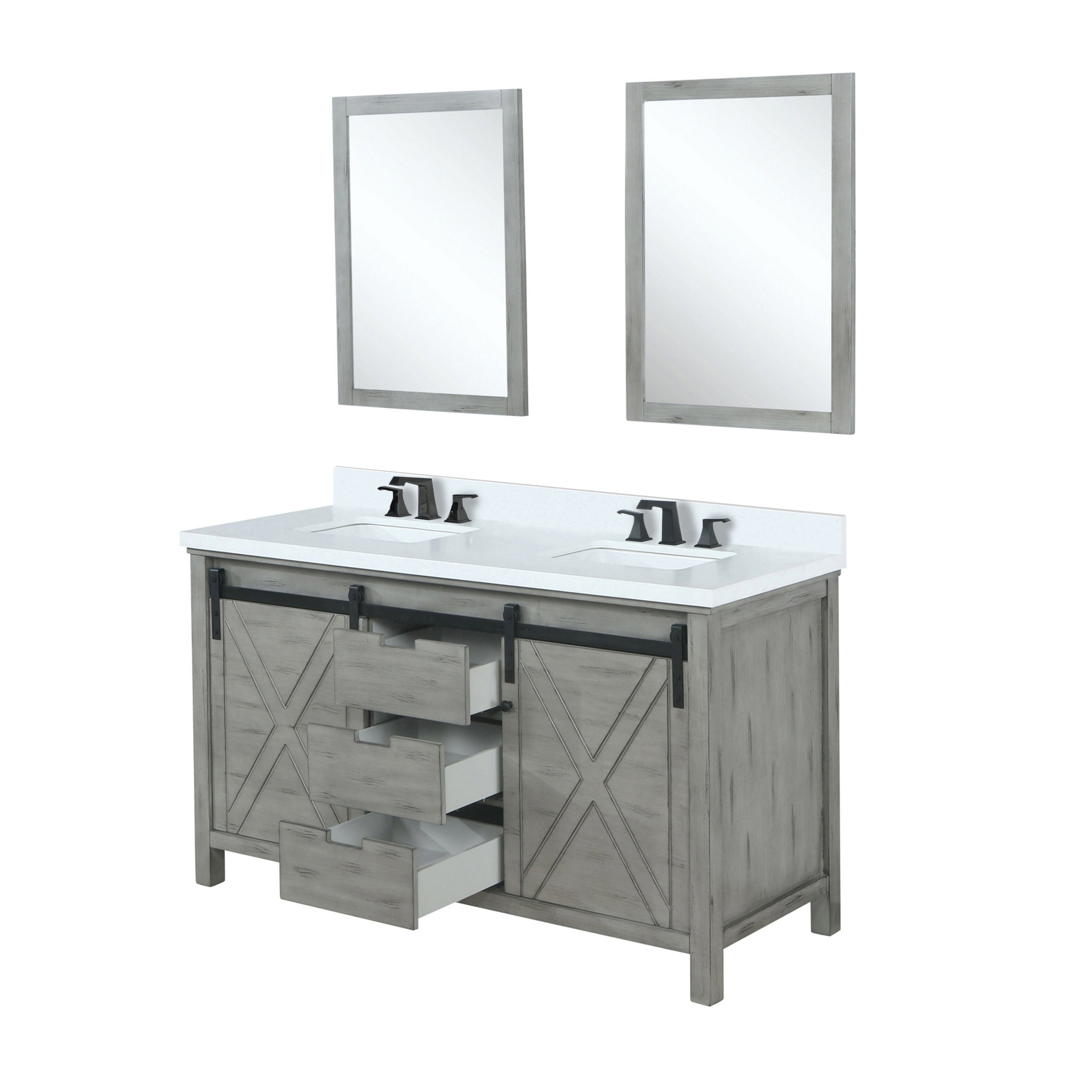 Marsyas 60 in W x 22 in D Ash Grey Double Bath Vanity