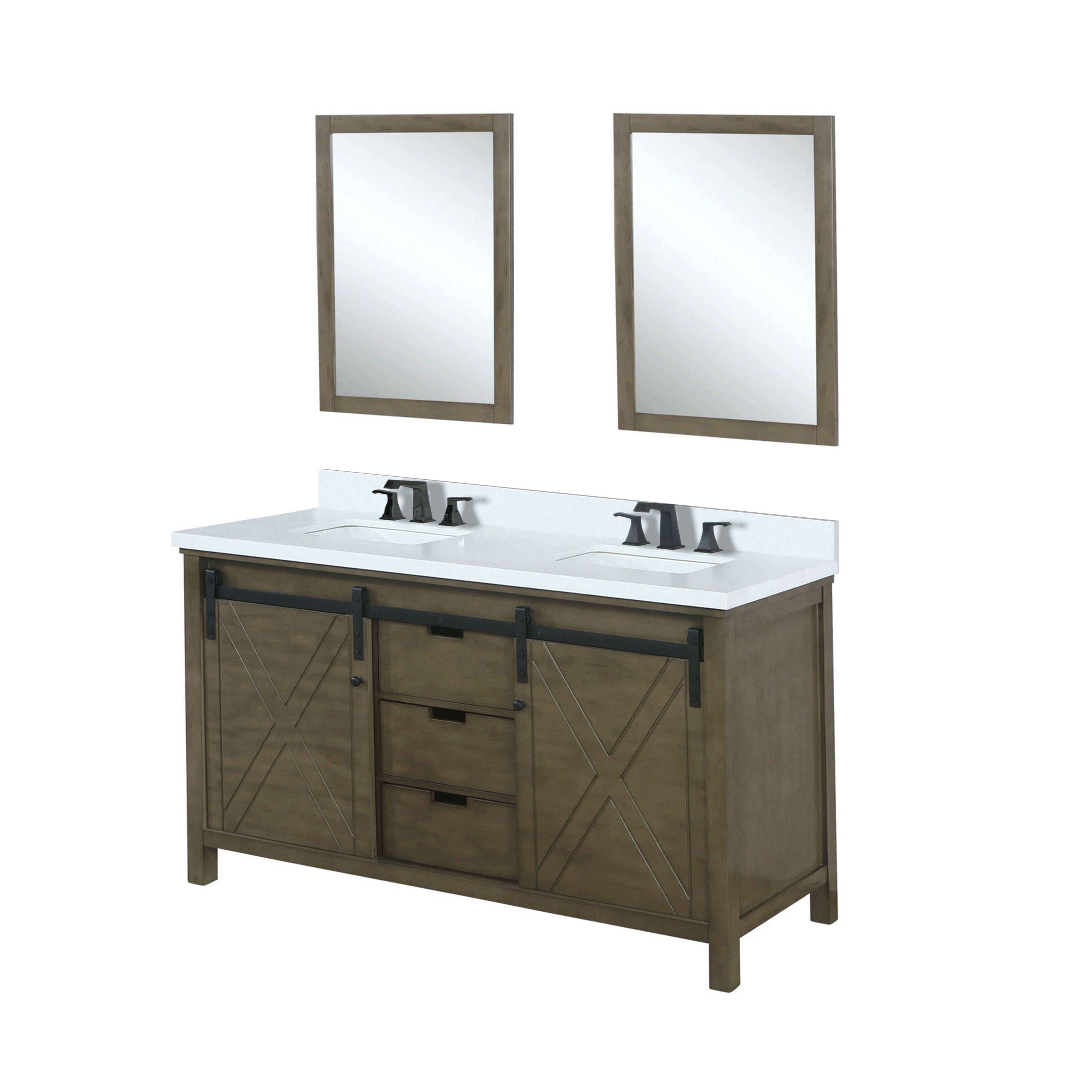 Marsyas 60 in W x 22 in D Rustic Brown Double Bath Vanity