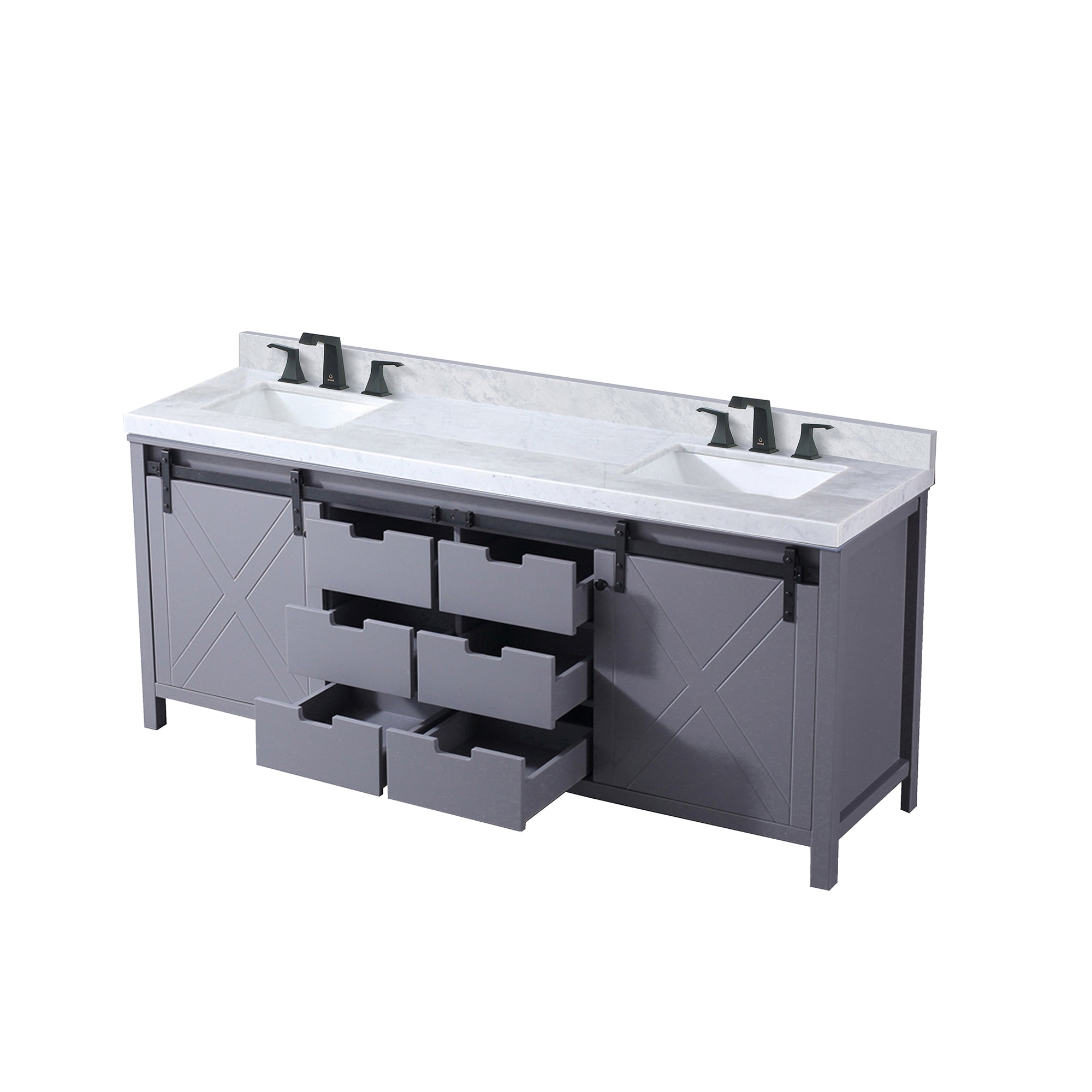 Marsyas 80 in W x 22 in D Dark Grey Double Bath Vanity