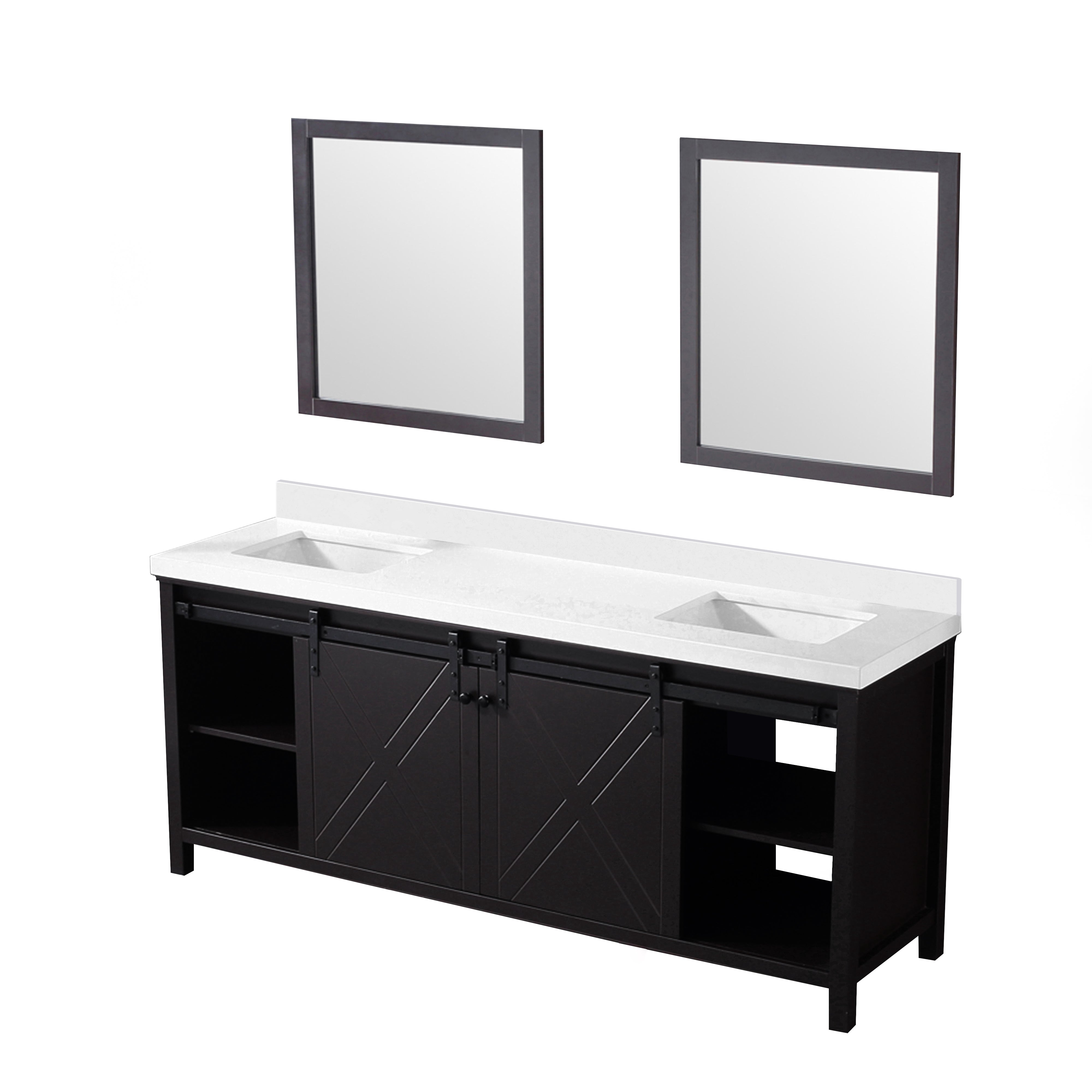 Marsyas 80 in W x 22 in D Brown Double Bath Vanity