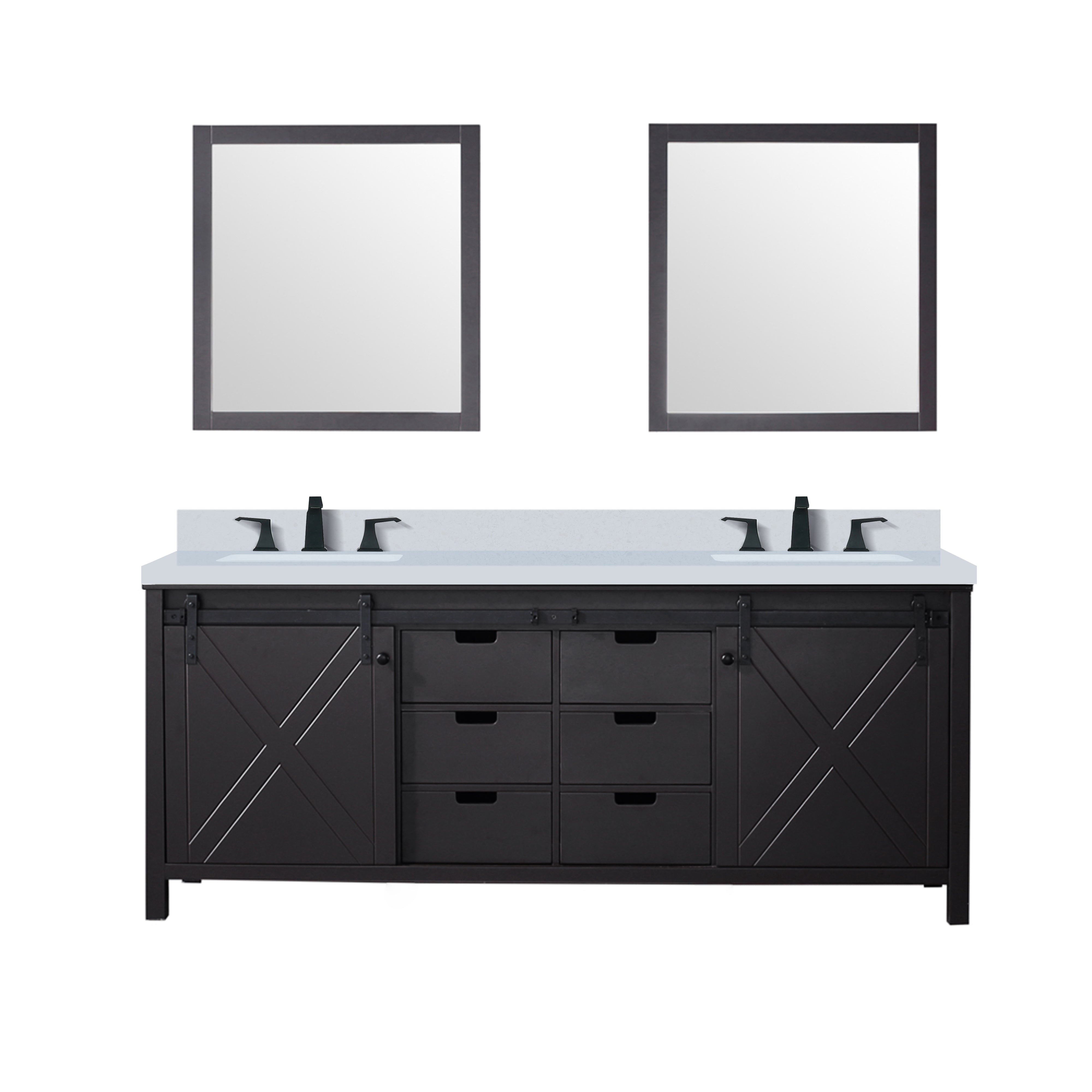 Marsyas 80 in W x 22 in D Brown Double Bath Vanity