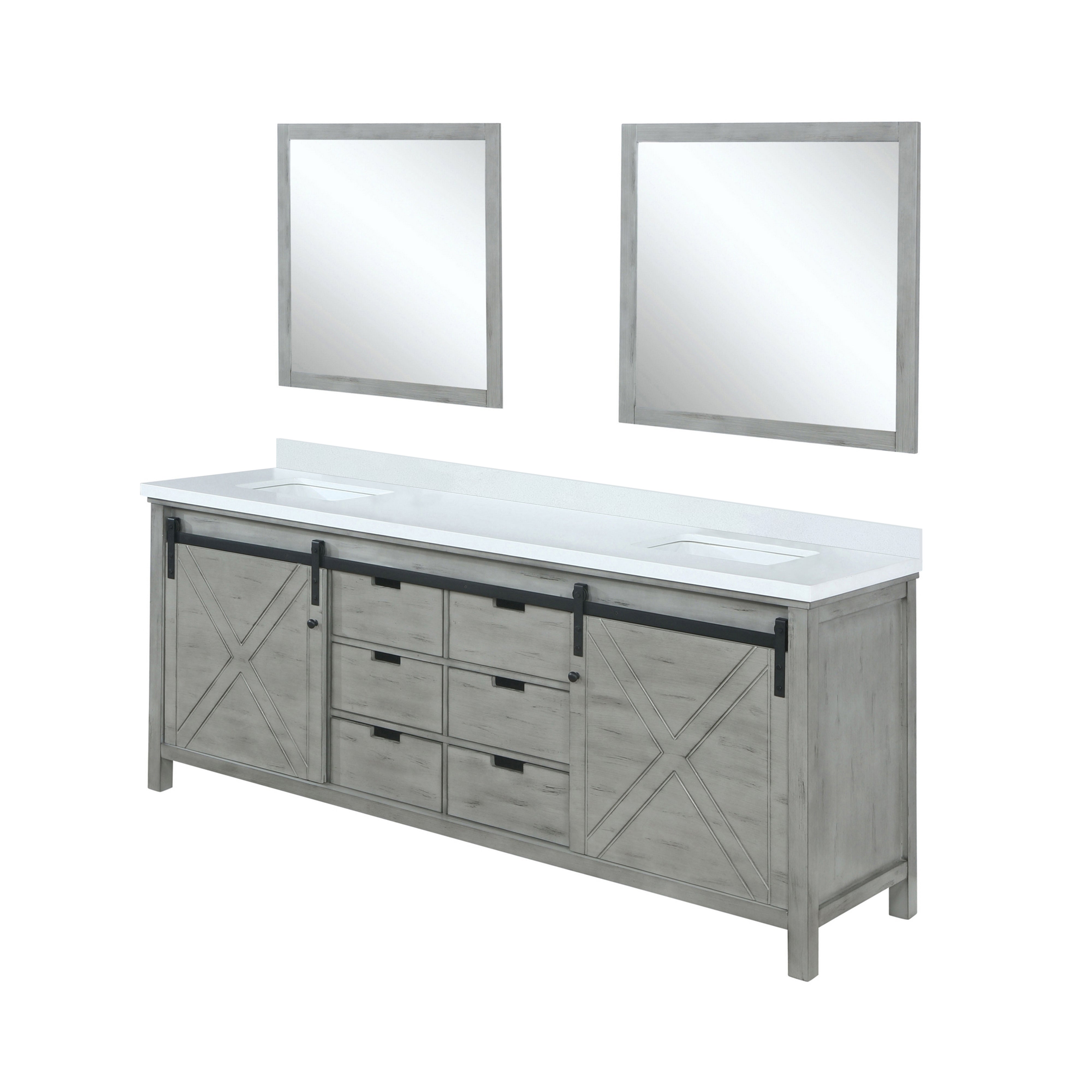 Marsyas 80 in W x 22 in D Ash Grey Double Bath Vanity