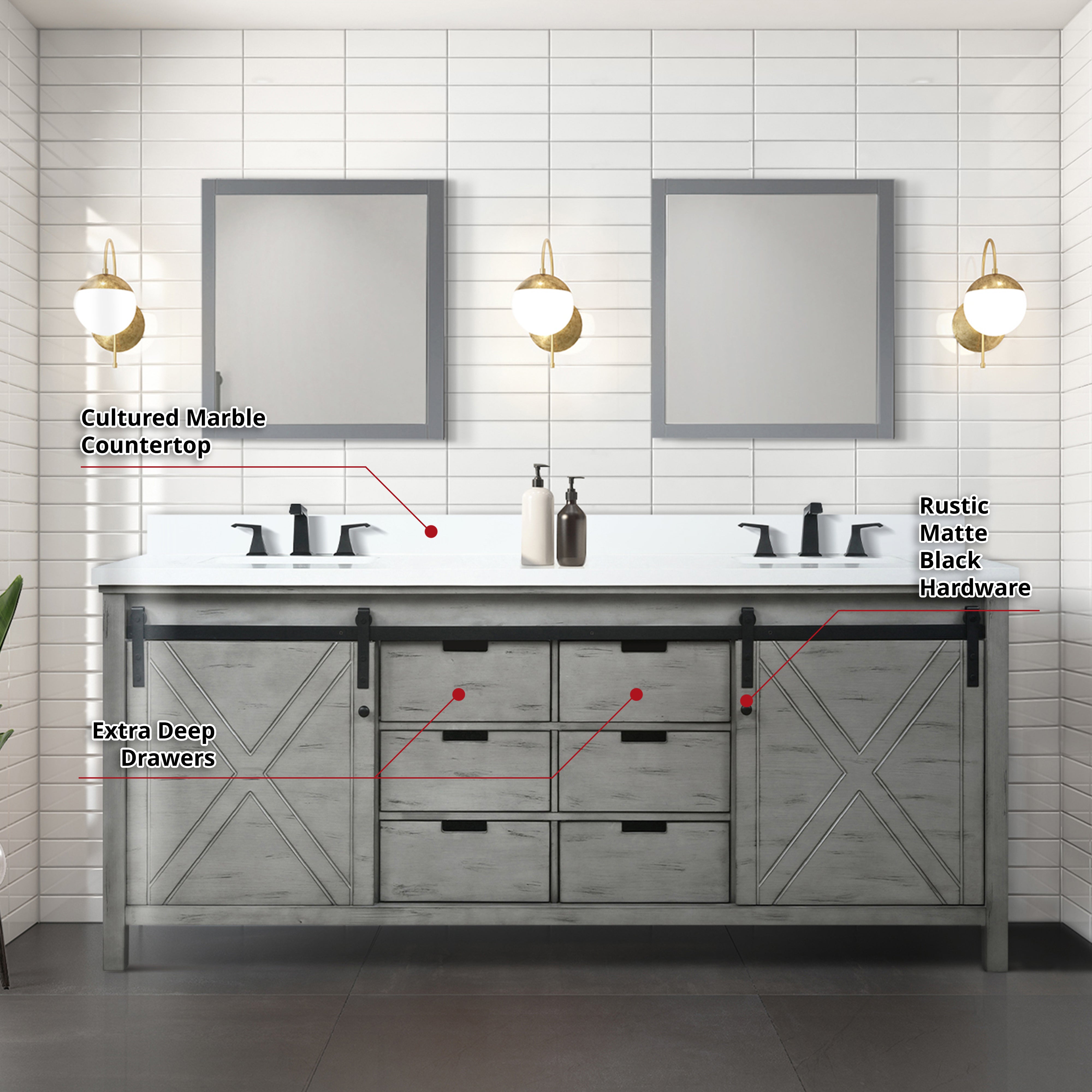 Marsyas 80 in W x 22 in D Ash Grey Double Bath Vanity