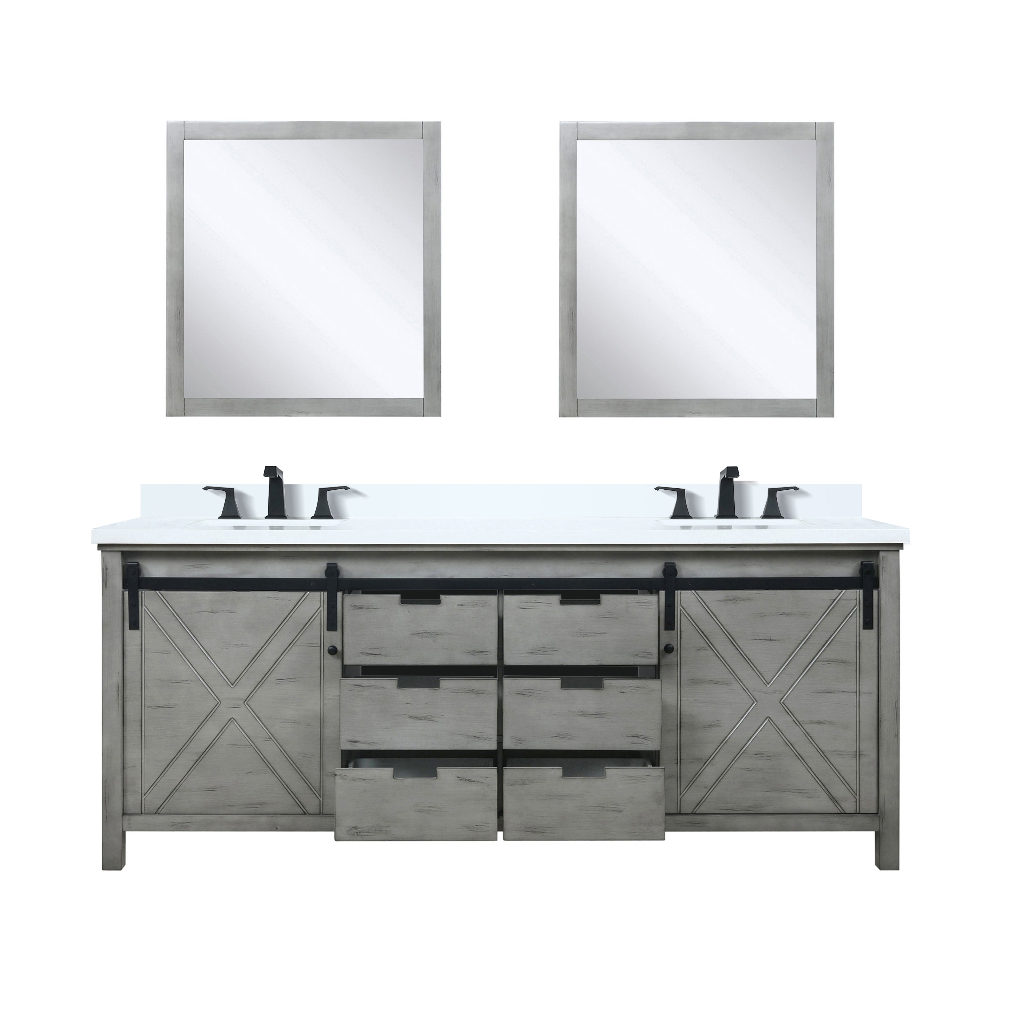 Marsyas 80 in W x 22 in D Ash Grey Double Bath Vanity