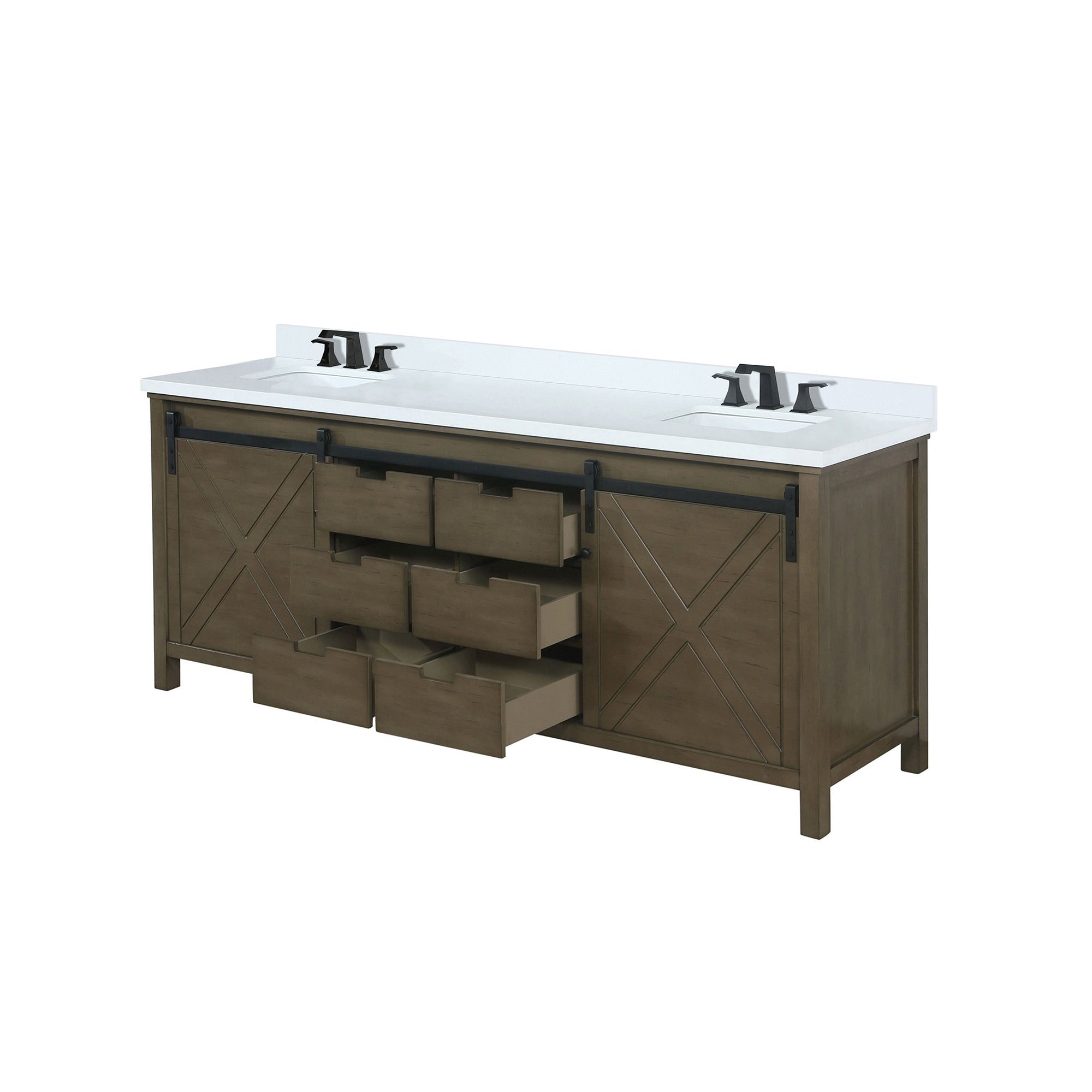 Marsyas 80 in W x 22 in D Rustic Brown Double Bath Vanity