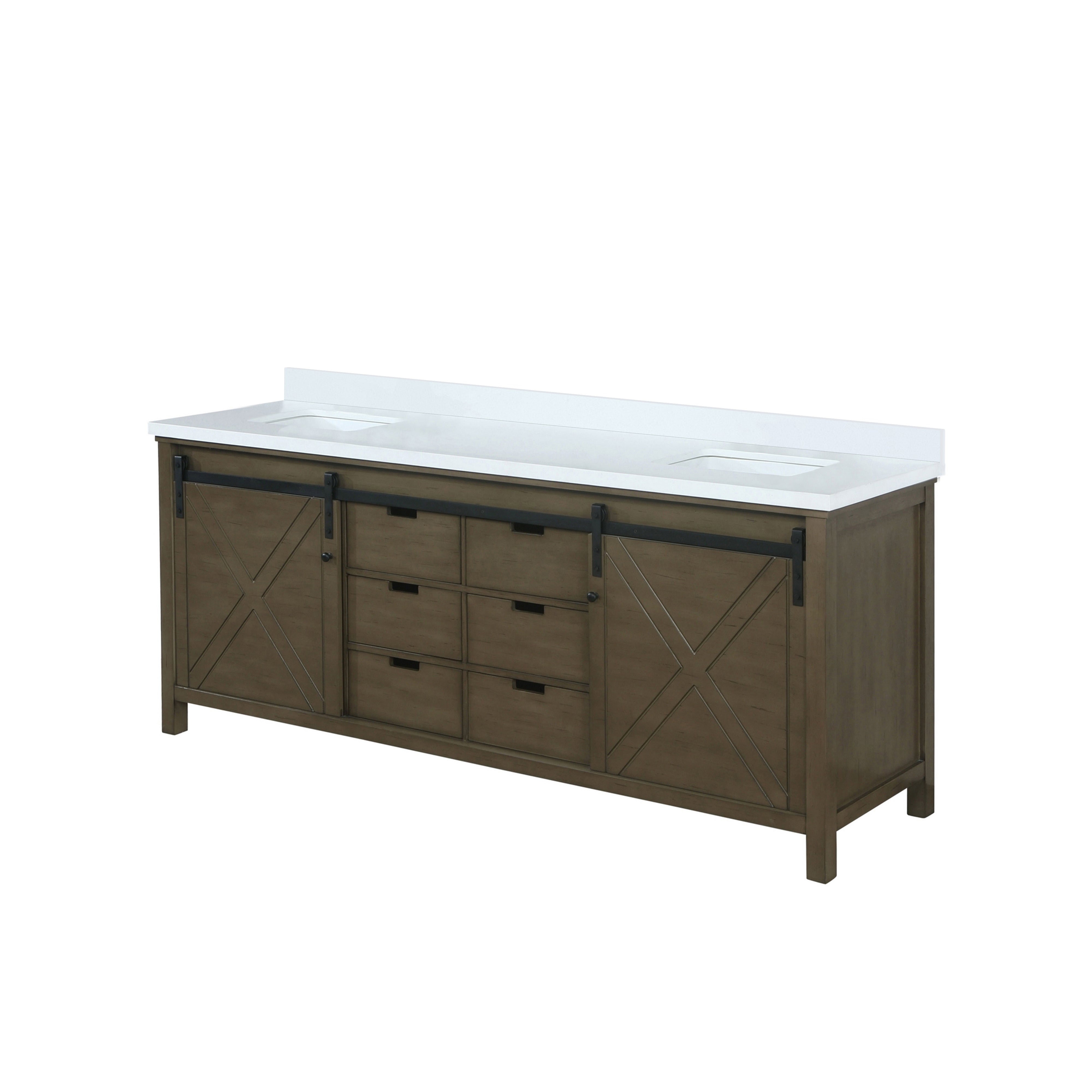 Marsyas 80 in W x 22 in D Rustic Brown Double Bath Vanity