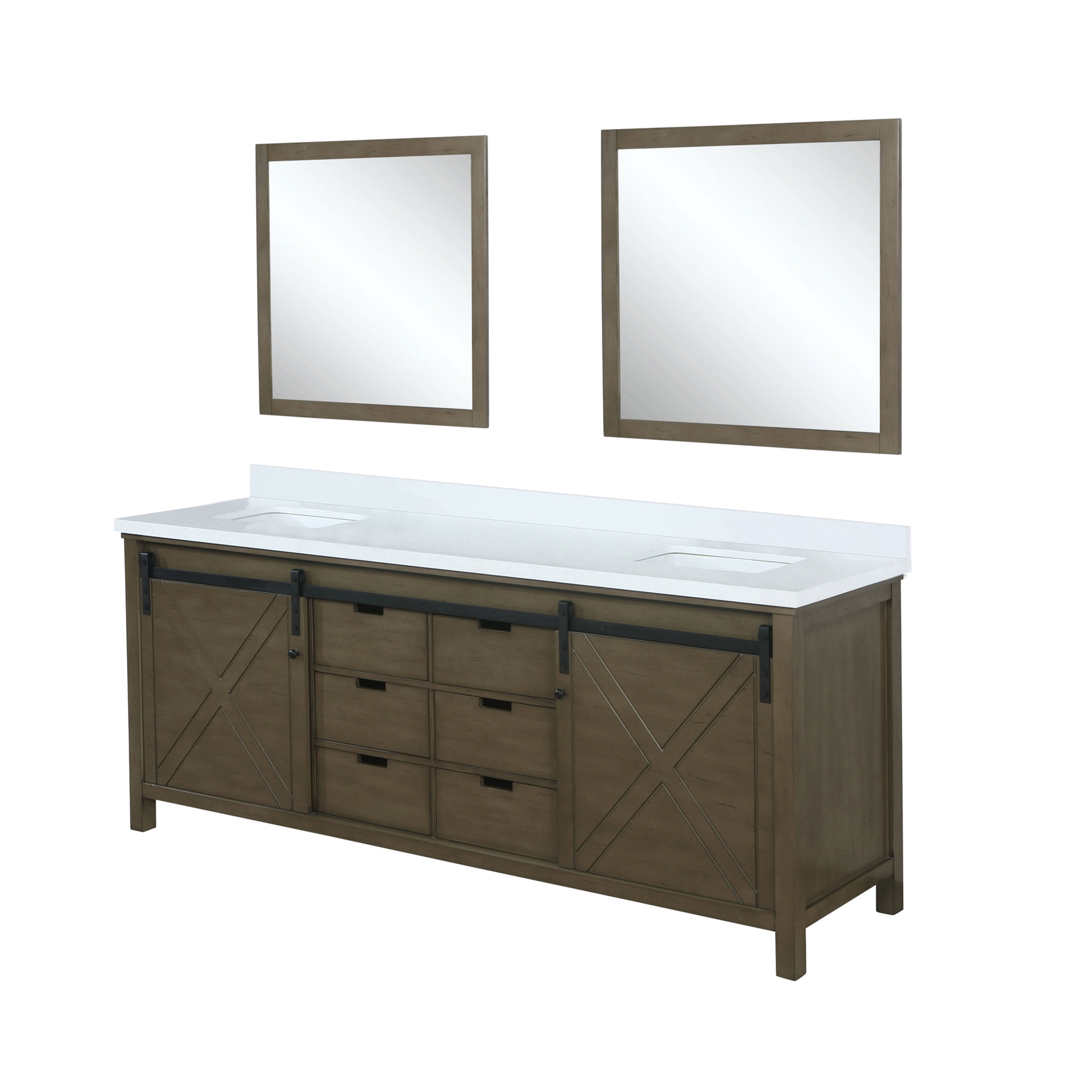 Marsyas 80 in W x 22 in D Rustic Brown Double Bath Vanity