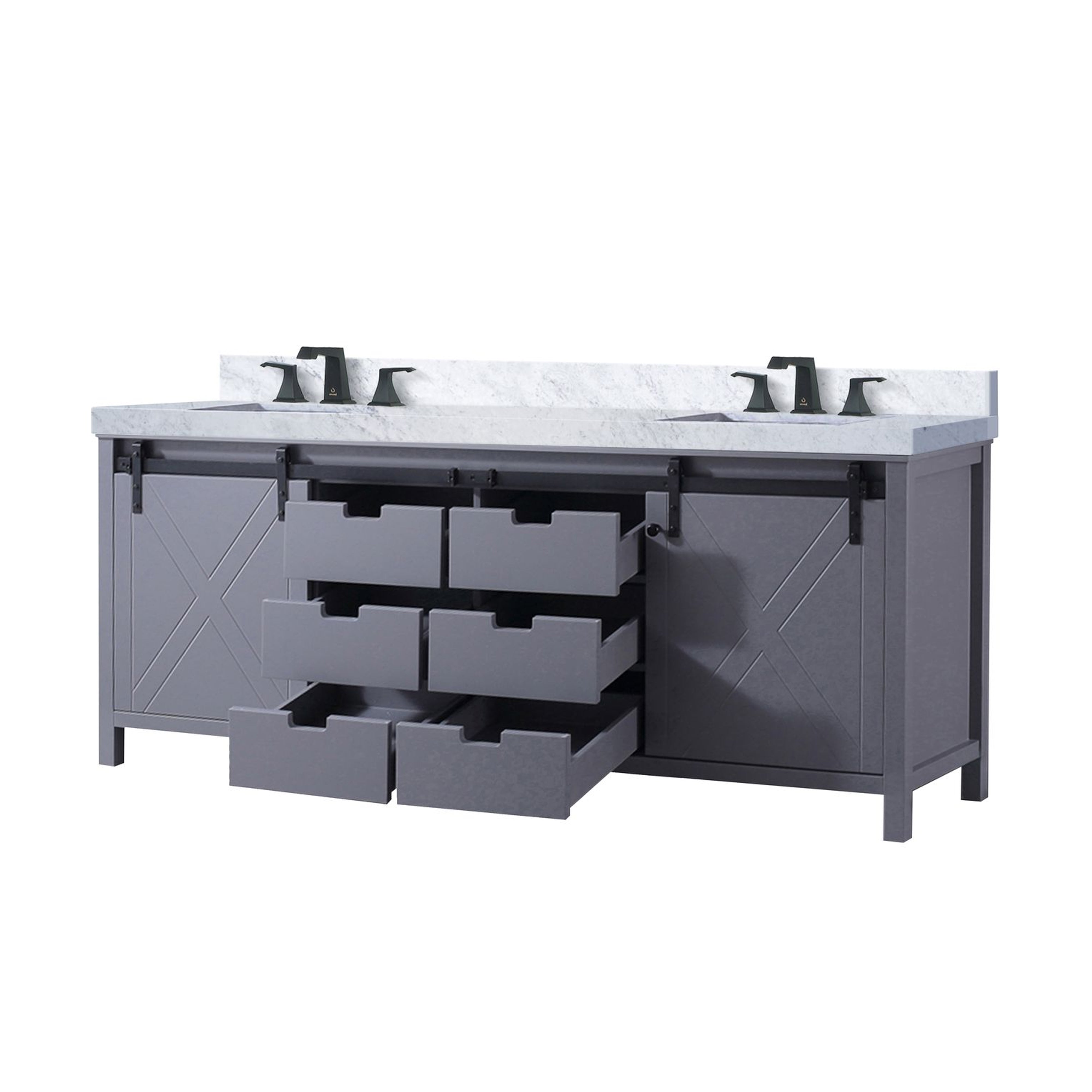Marsyas 84 in W x 22 in D Dark Grey Double Bath Vanity