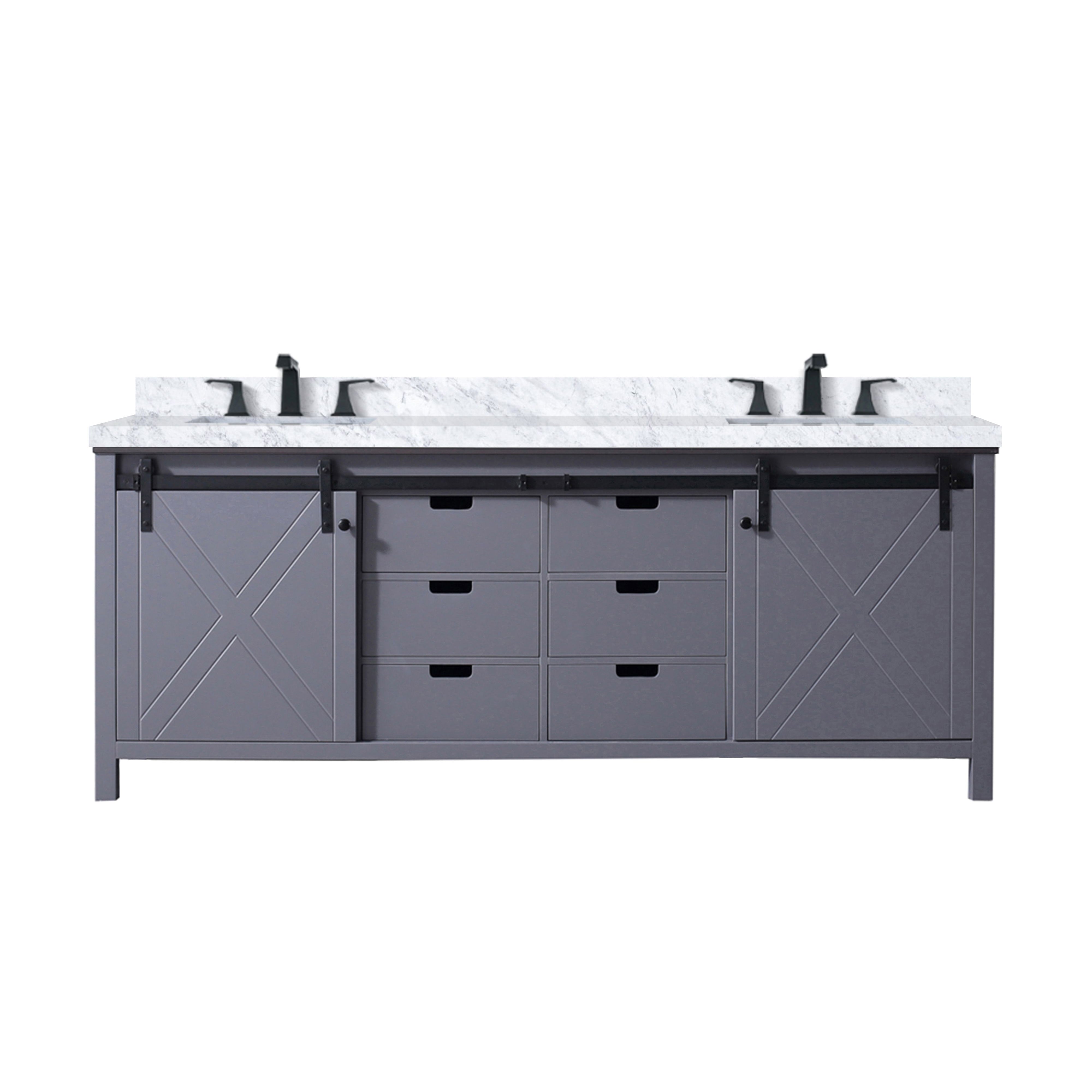 Marsyas 84 in W x 22 in D Dark Grey Double Bath Vanity
