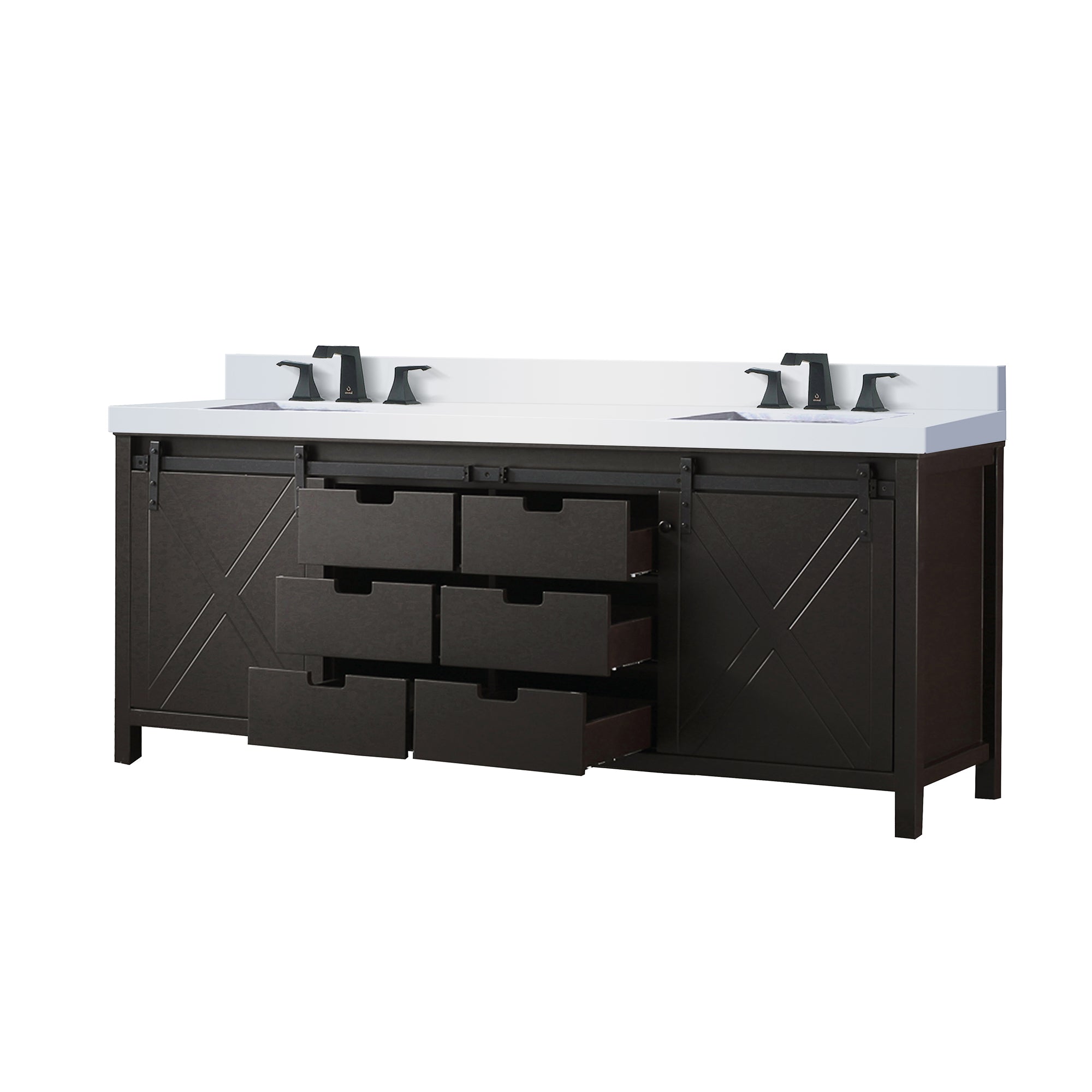 Marsyas 84 in W x 22 in D Brown Double Bath Vanity