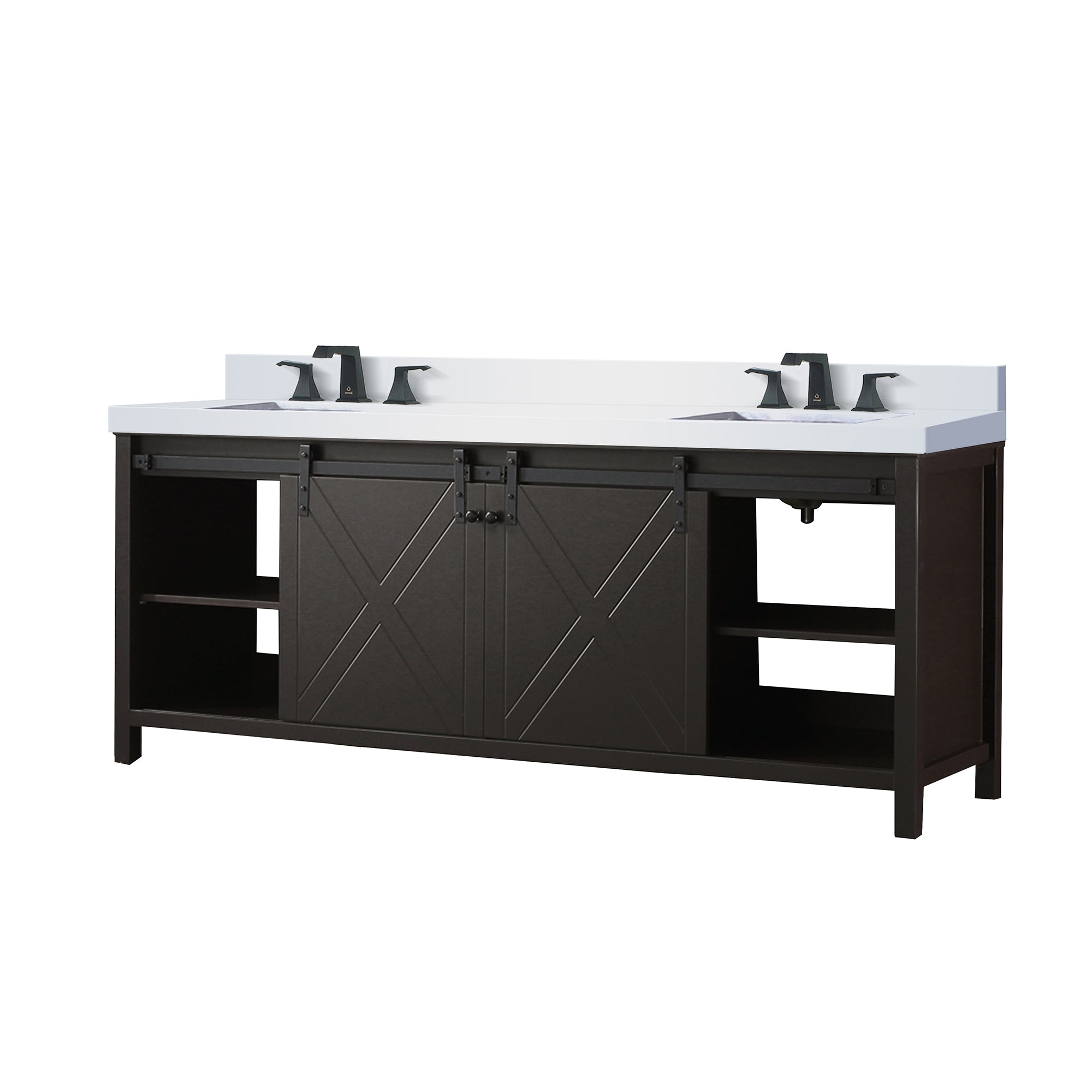 Marsyas 84 in W x 22 in D Brown Double Bath Vanity