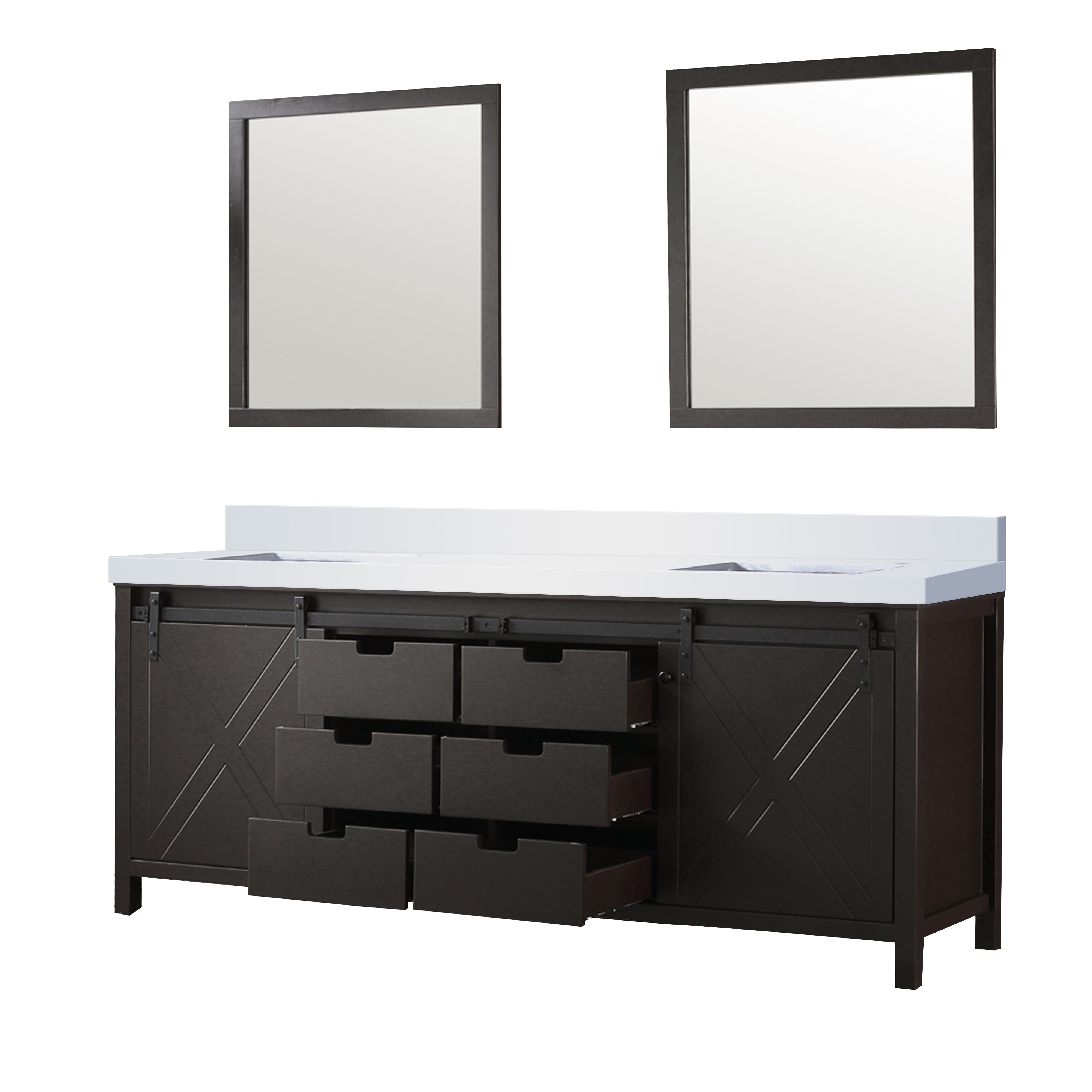 Marsyas 84 in W x 22 in D Brown Double Bath Vanity