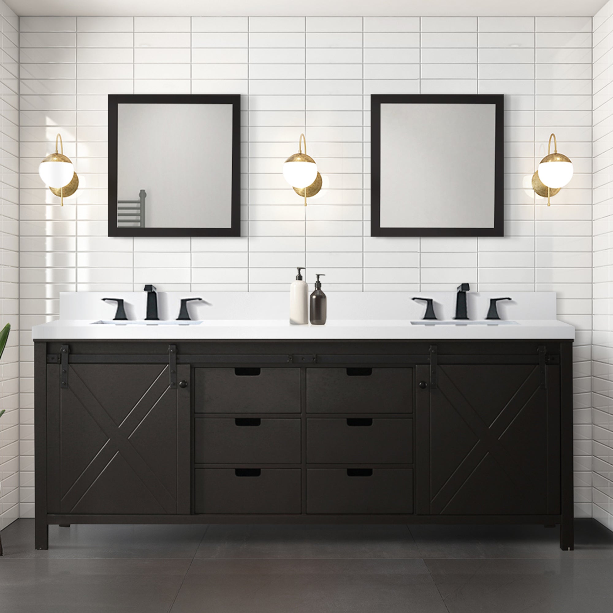Marsyas 84 in W x 22 in D Brown Double Bath Vanity