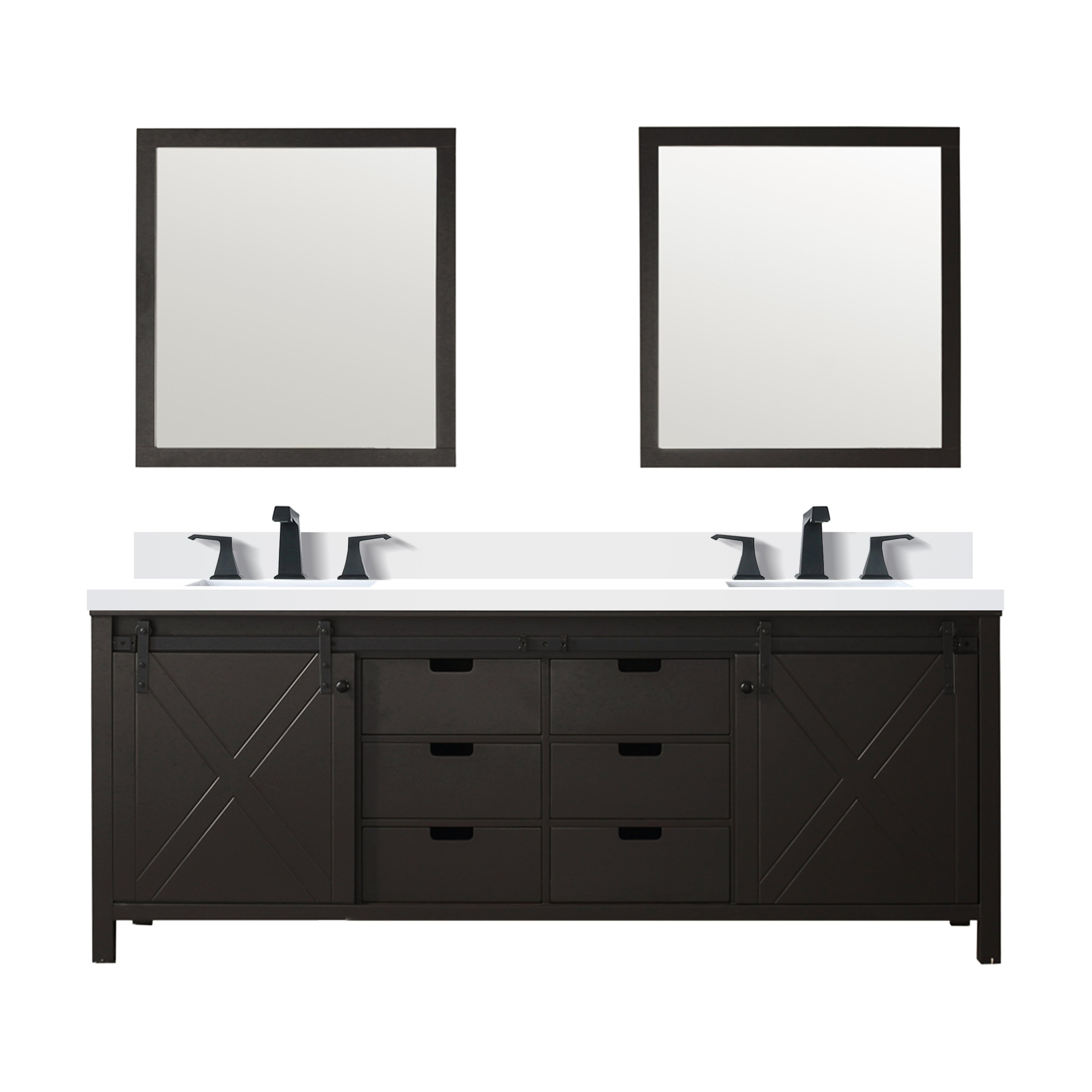 Marsyas 84 in W x 22 in D Brown Double Bath Vanity