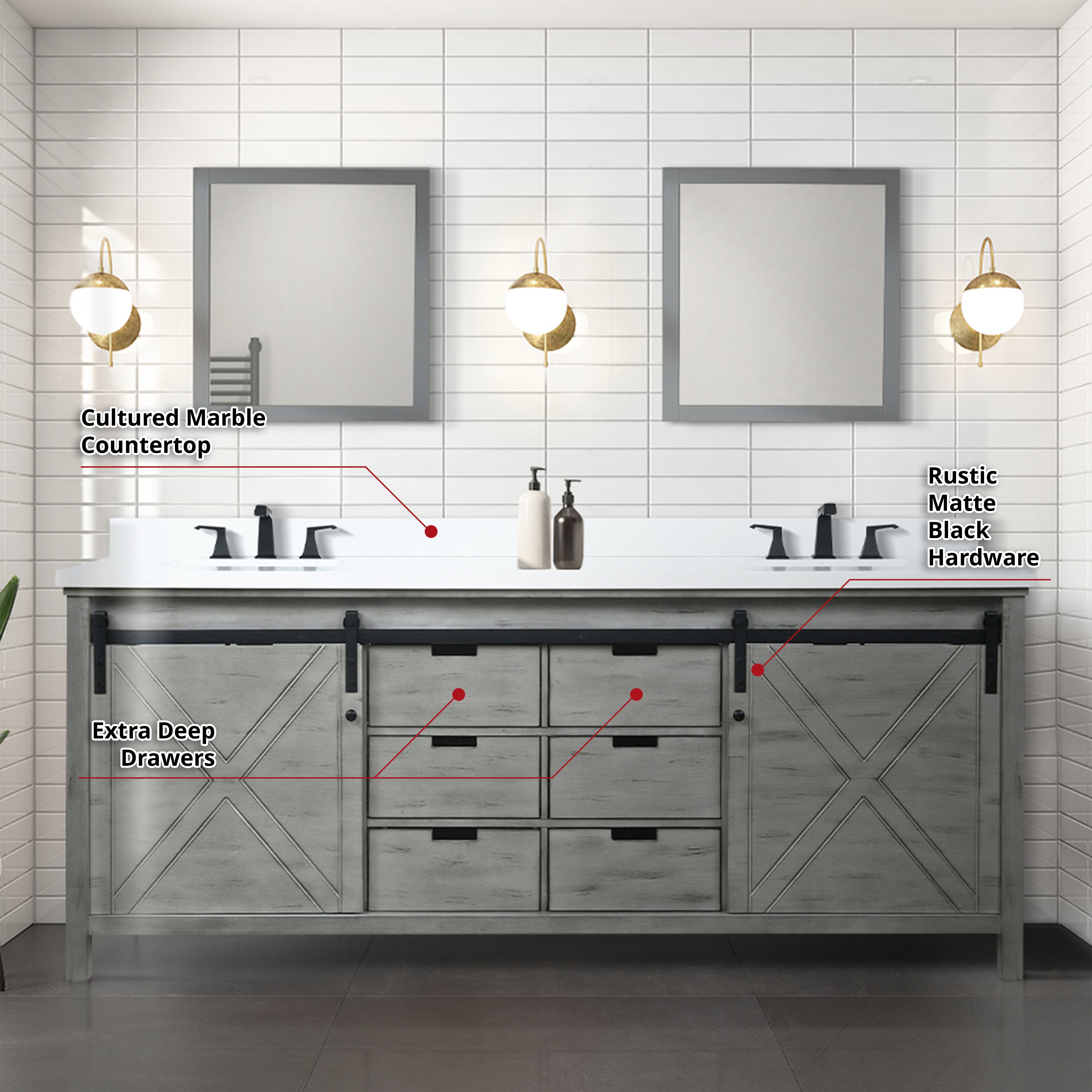 Marsyas 84 in W x 22 in D Ash Grey Double Bath Vanity