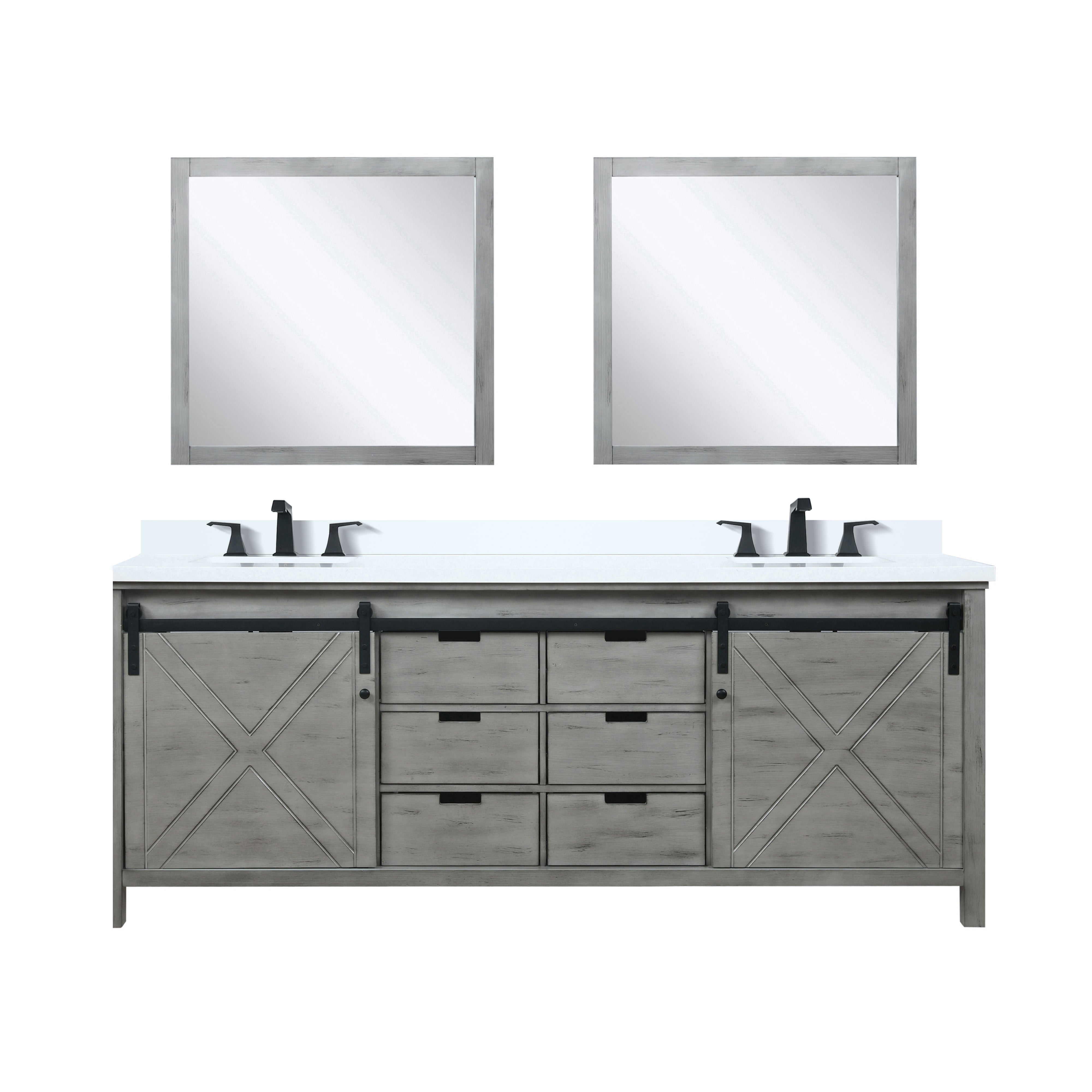 Marsyas 84 in W x 22 in D Ash Grey Double Bath Vanity