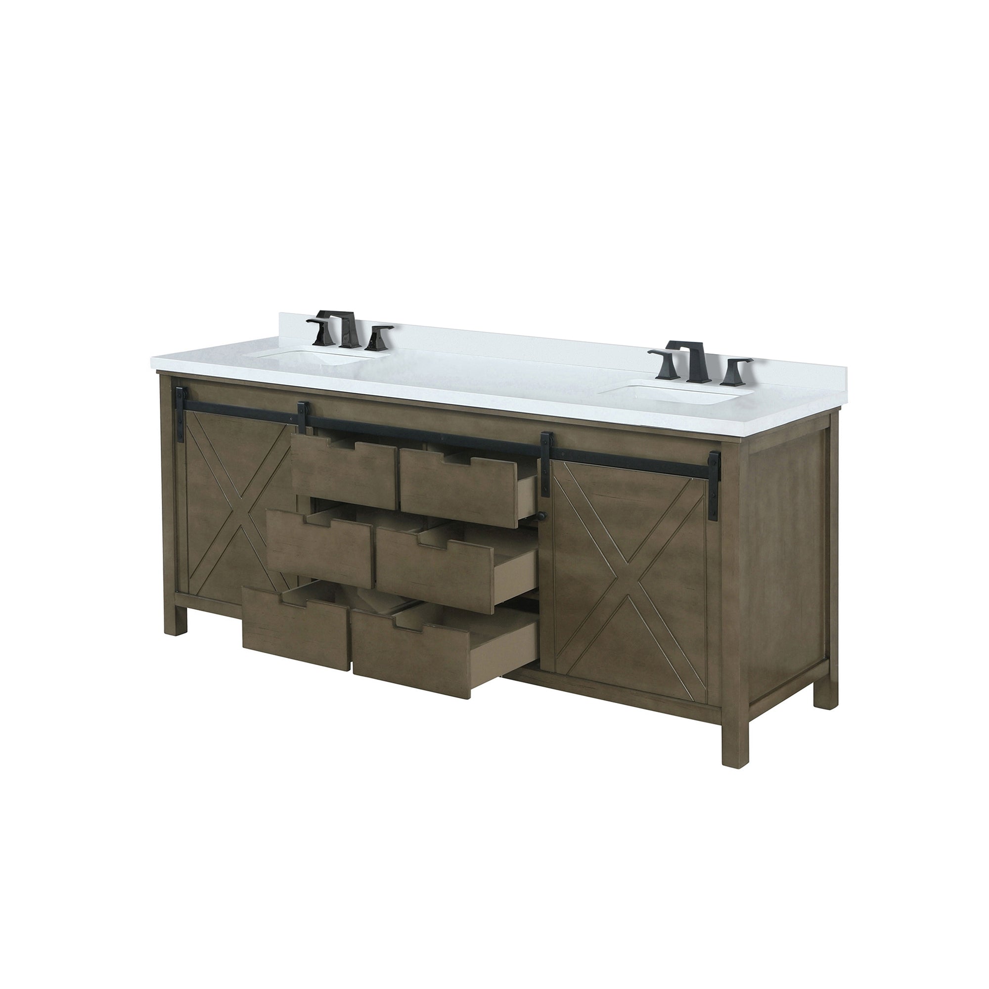 Marsyas 84 in W x 22 in D Rustic Brown Double Bath Vanity