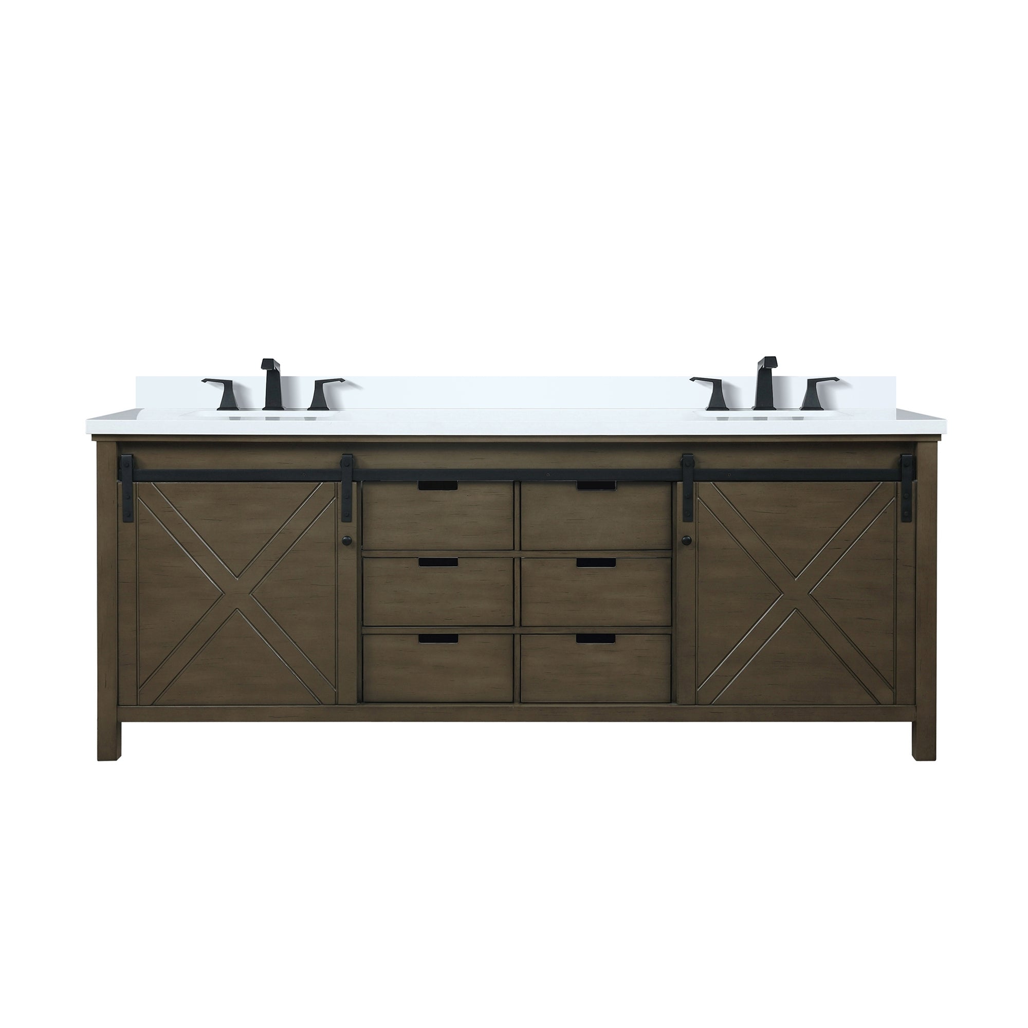Marsyas 84 in W x 22 in D Rustic Brown Double Bath Vanity