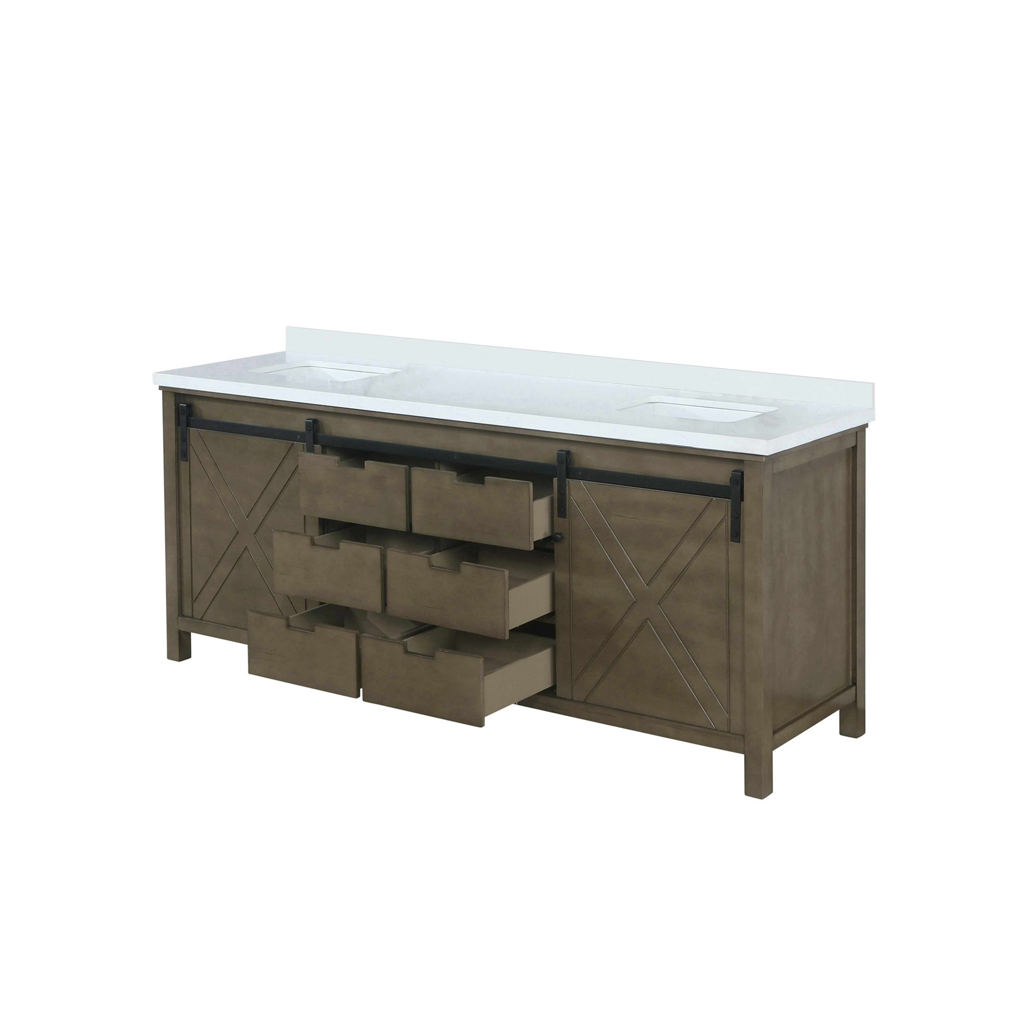 Marsyas 84 in W x 22 in D Rustic Brown Double Bath Vanity
