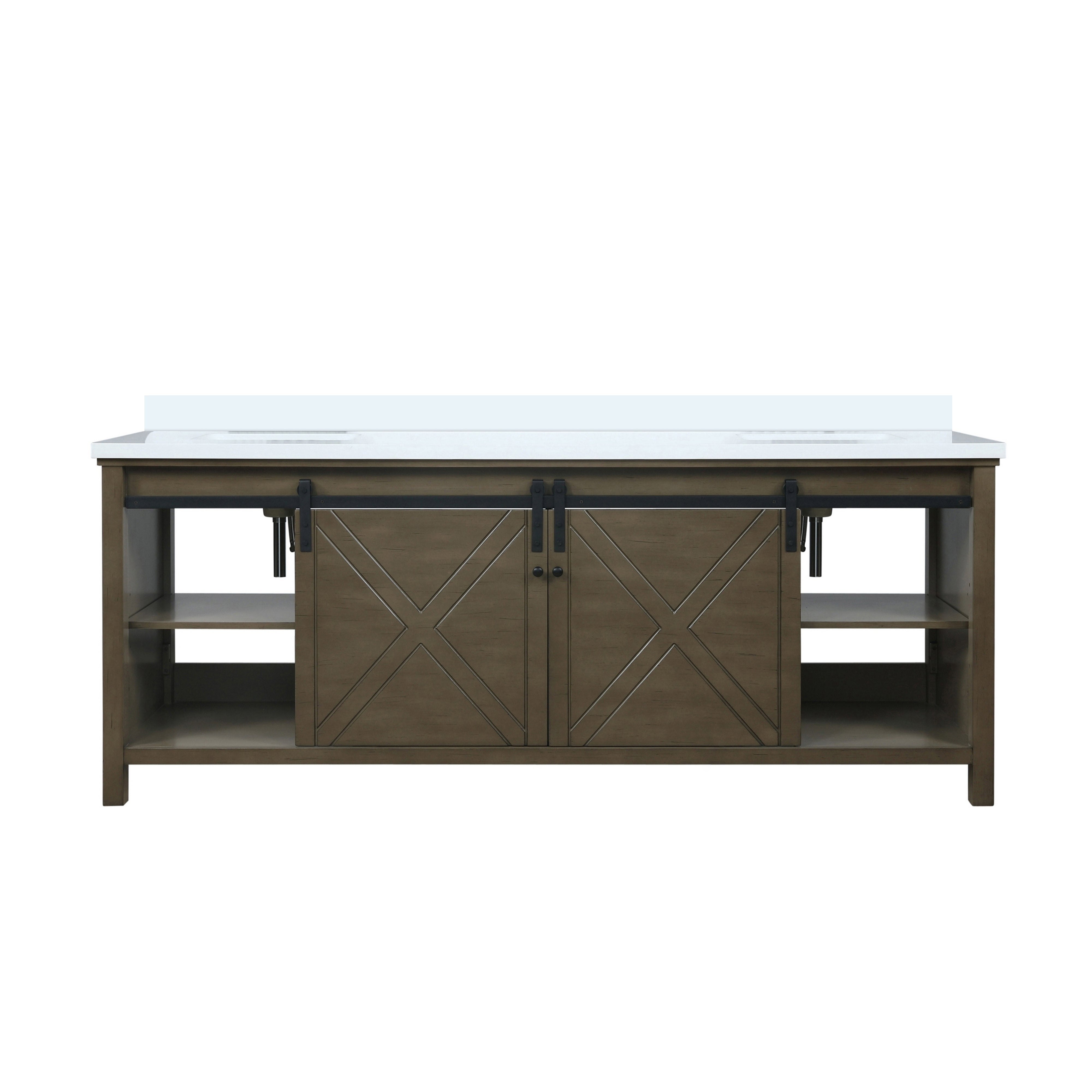 Marsyas 84 in W x 22 in D Rustic Brown Double Bath Vanity