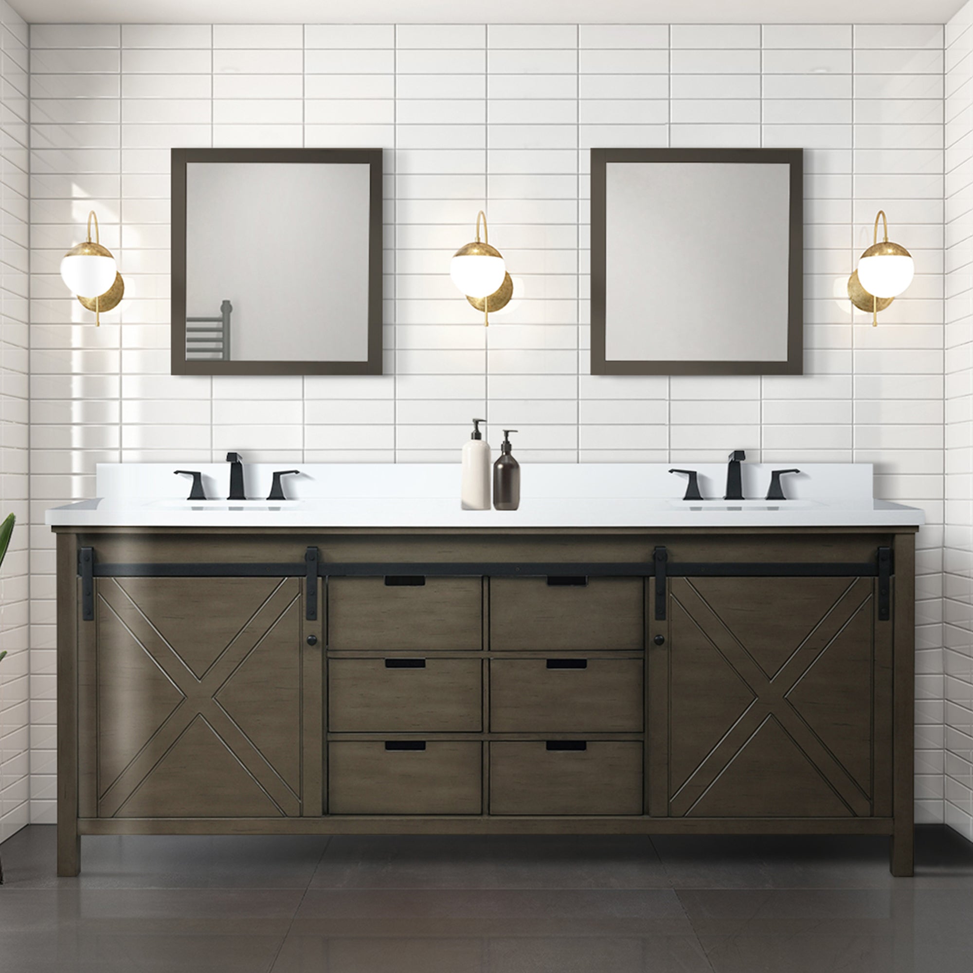 Marsyas 84 in W x 22 in D Rustic Brown Double Bath Vanity