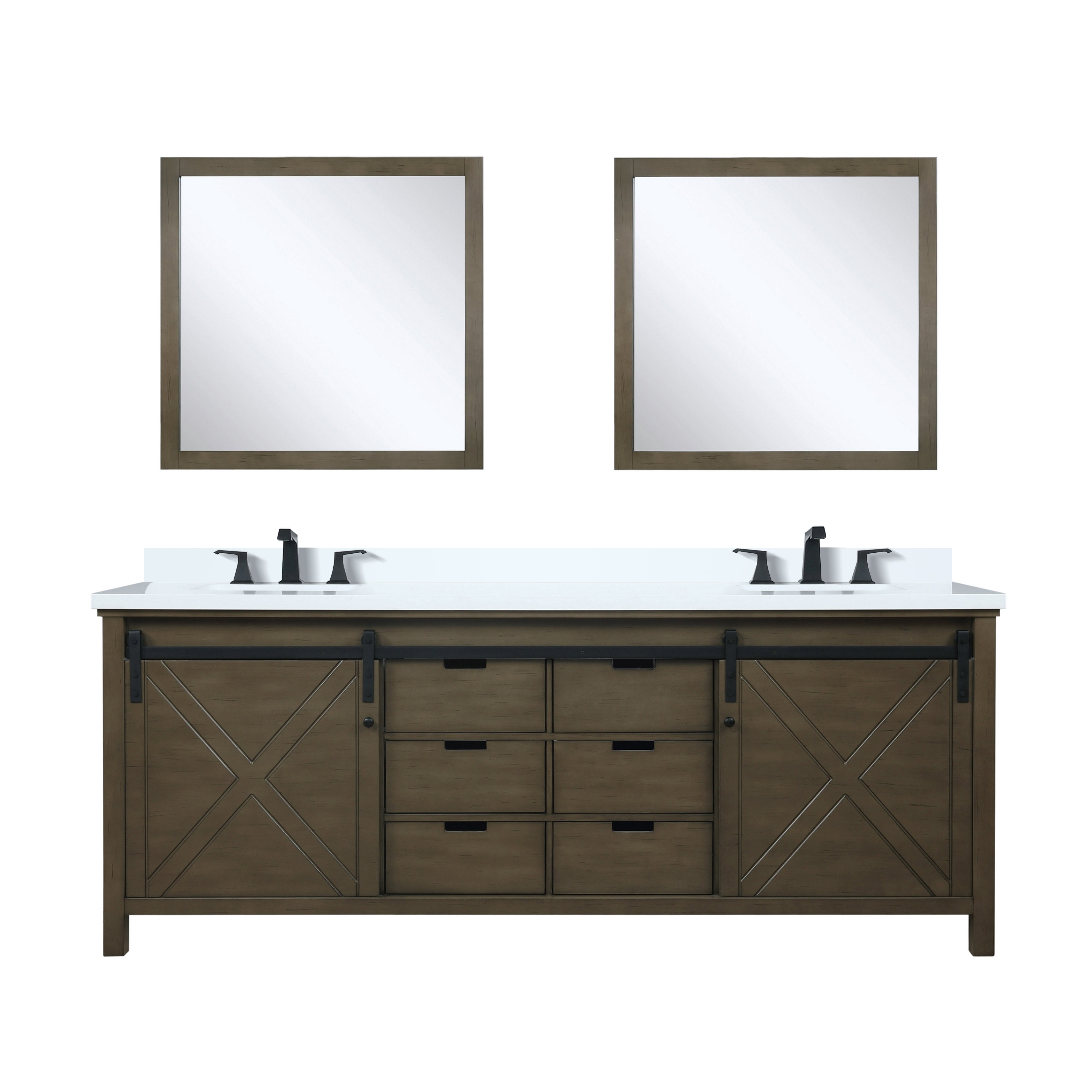 Marsyas 84 in W x 22 in D Rustic Brown Double Bath Vanity