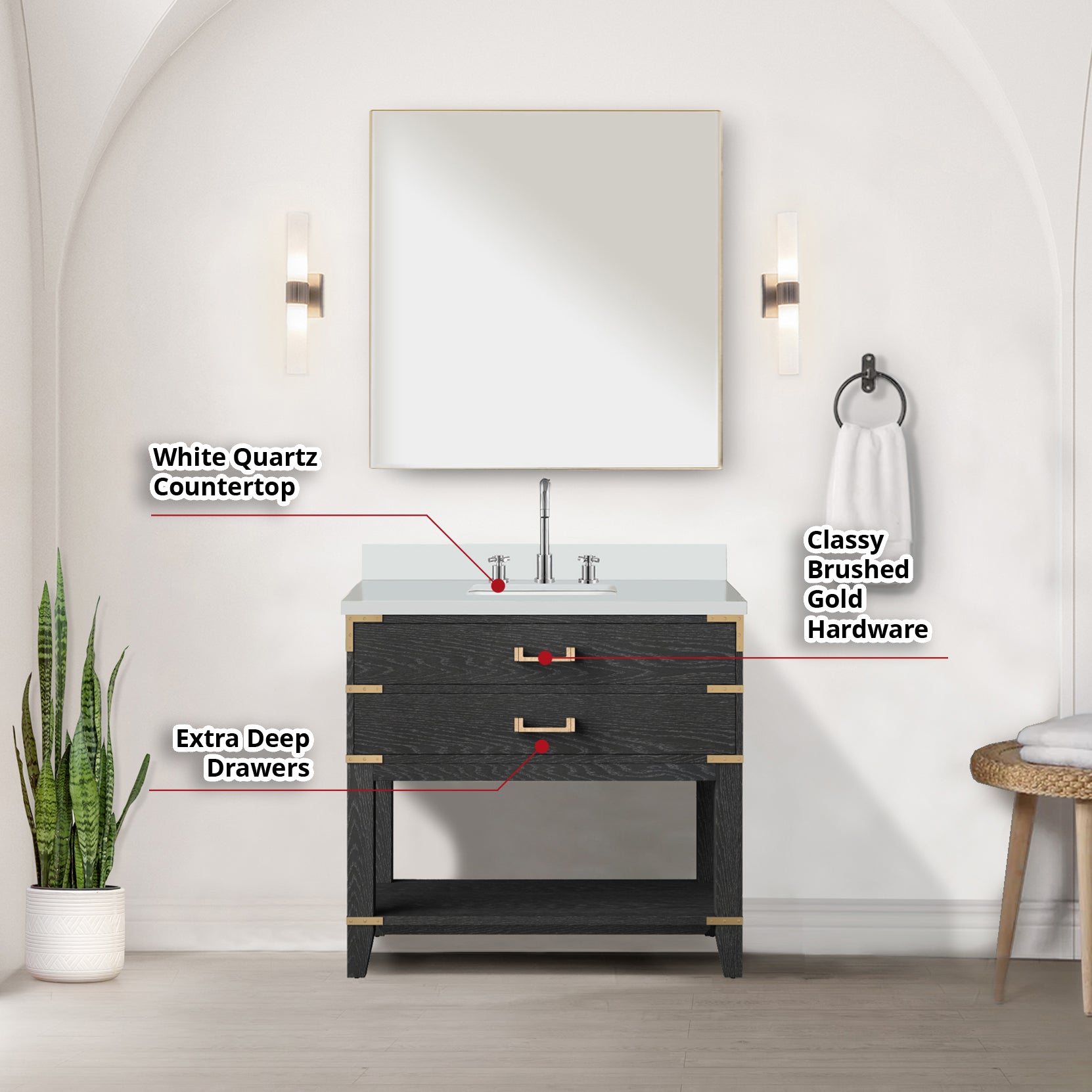 Norwalk 36 in W x 22 in D Black Oak Single Bath Vanity