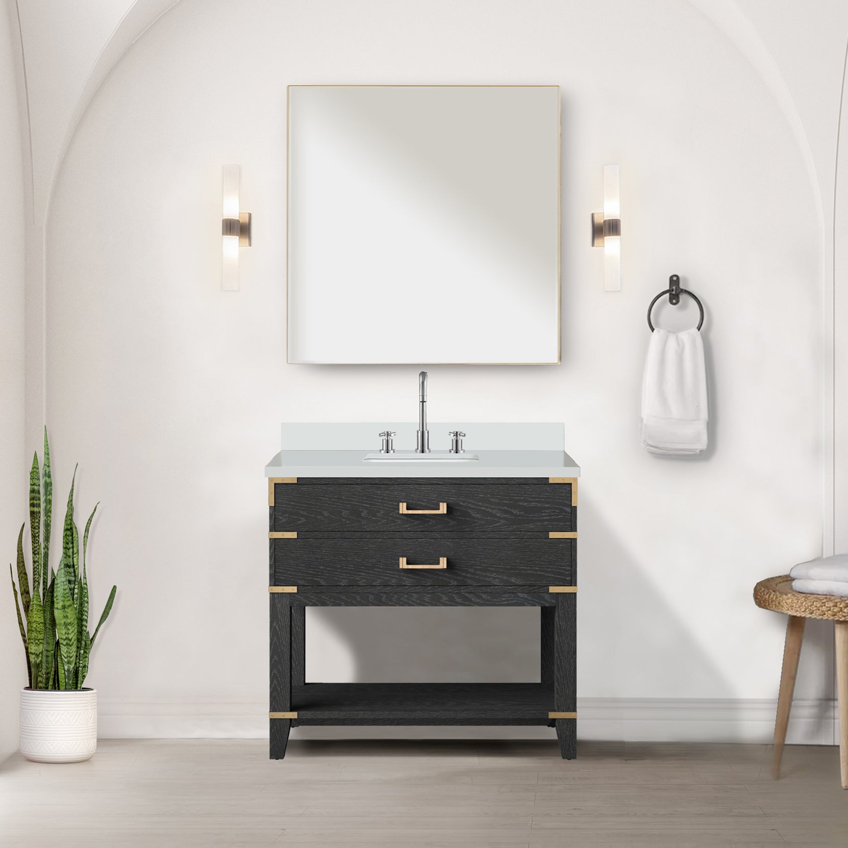 Norwalk 36 in W x 22 in D Black Oak Single Bath Vanity