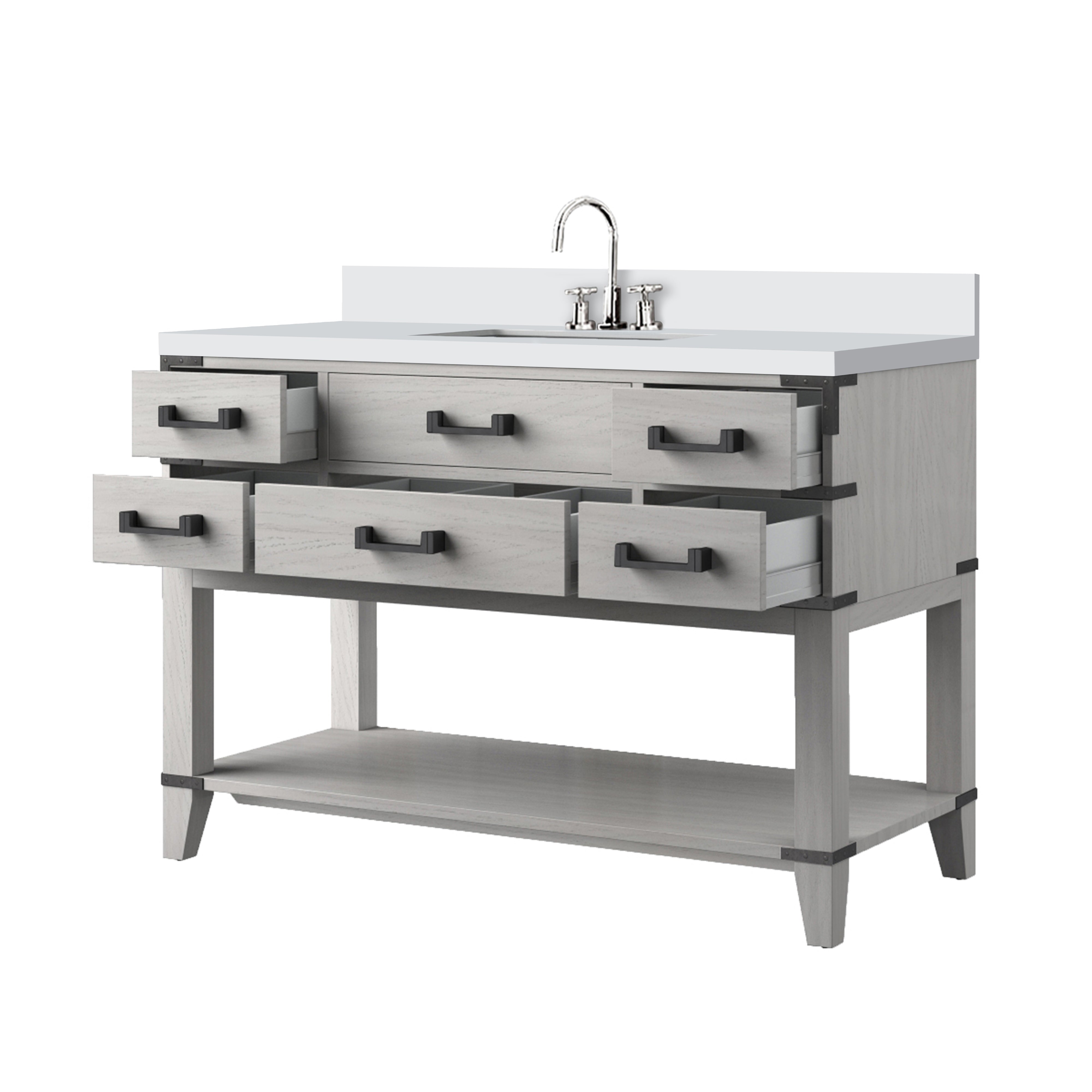 Norwalk 48 in W x 22 in D White Oak Single Bath Vanity