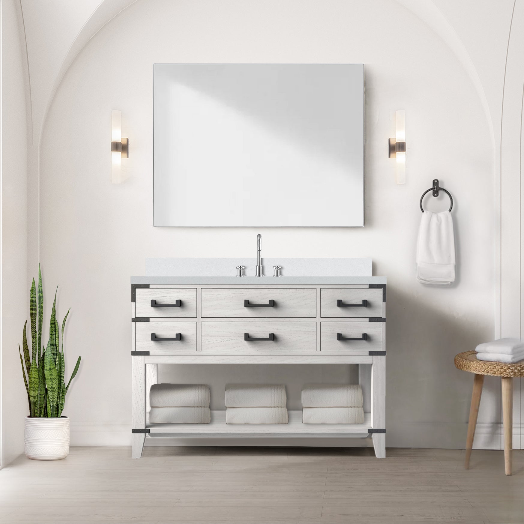 Norwalk 48 in W x 22 in D White Oak Single Bath Vanity