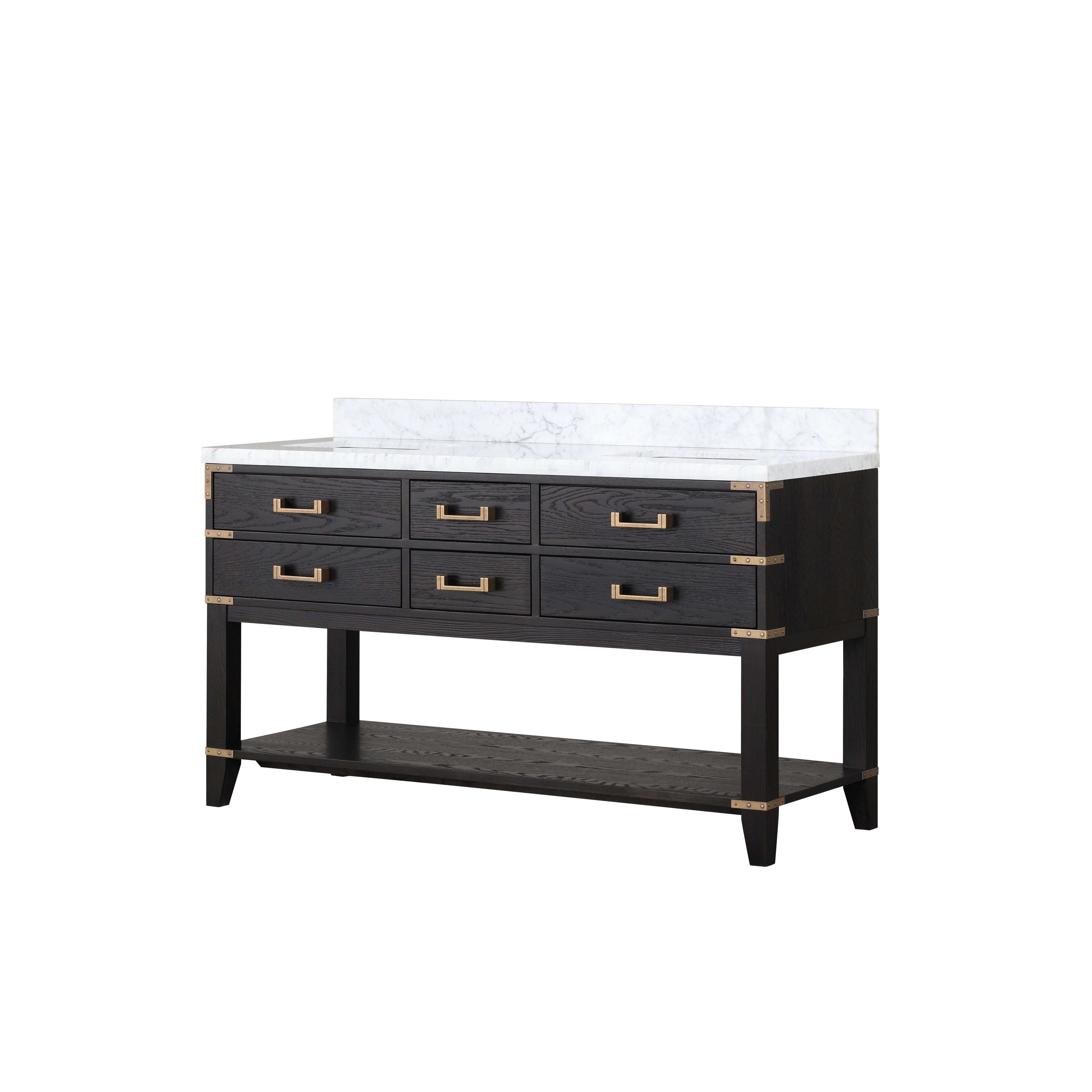 Norwalk 60 in W x 22 in D Black Oak Double Bath Vanity