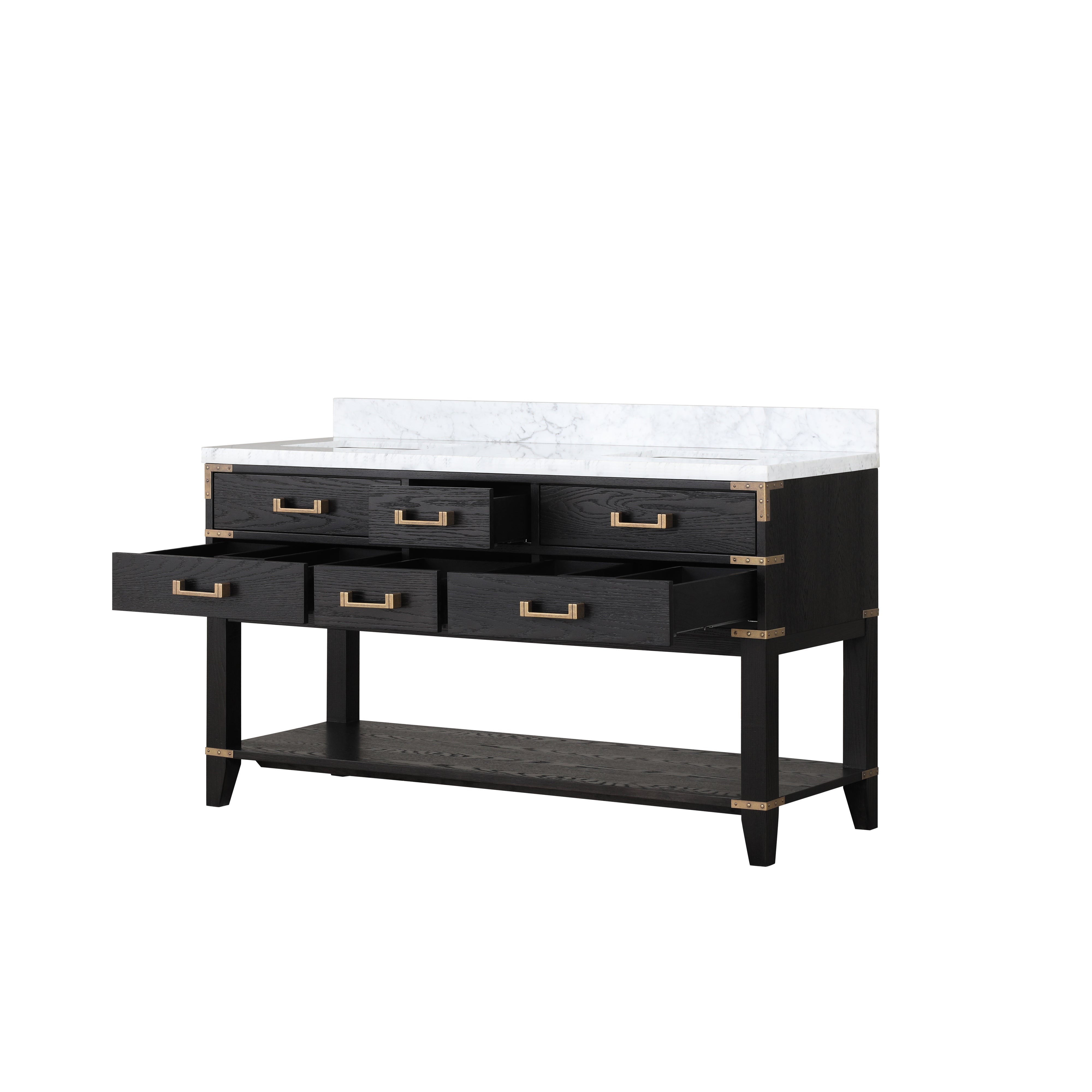 Norwalk 60 in W x 22 in D Black Oak Double Bath Vanity