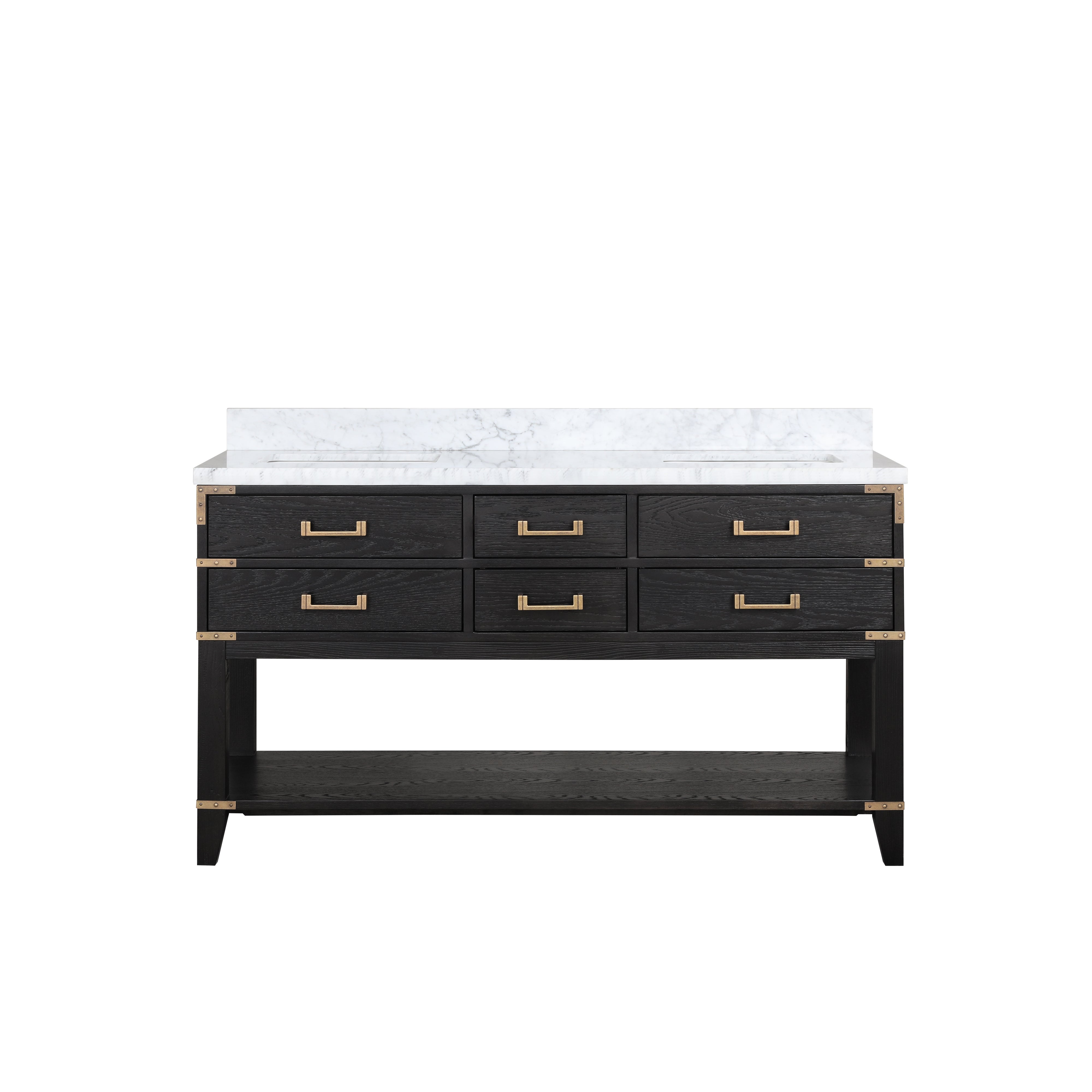 Norwalk 60 in W x 22 in D Black Oak Double Bath Vanity