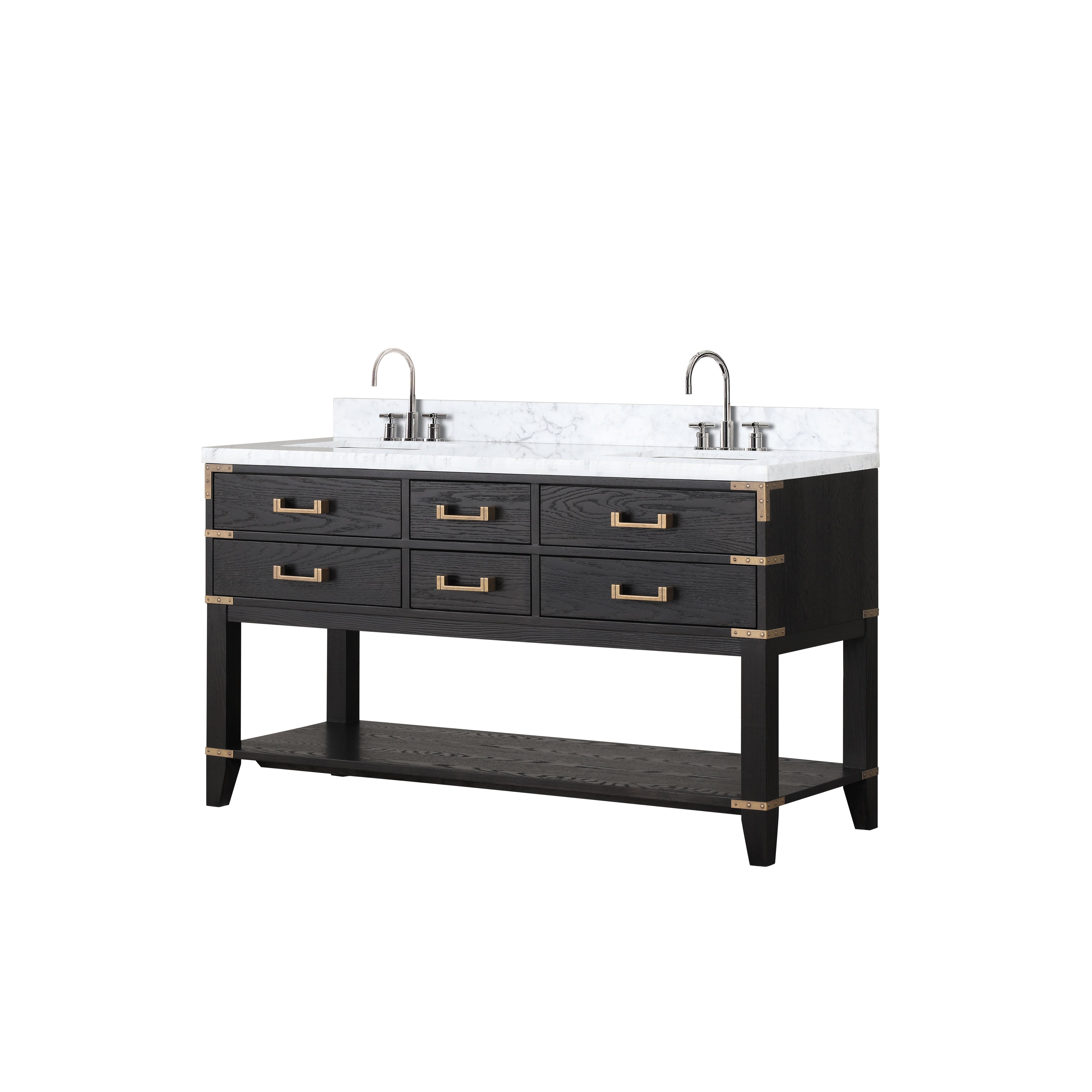 Norwalk 60 in W x 22 in D Black Oak Double Bath Vanity
