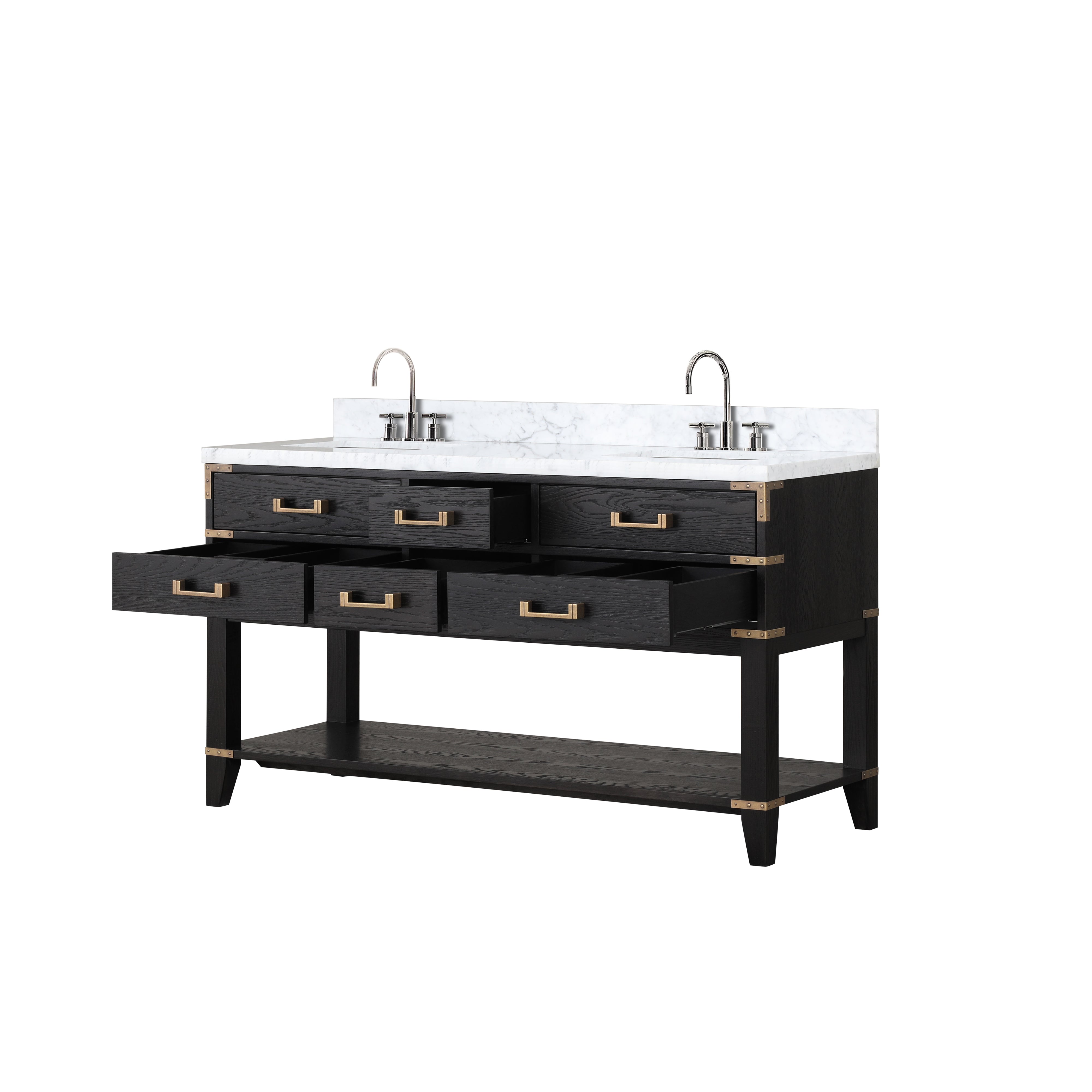Norwalk 60 in W x 22 in D Black Oak Double Bath Vanity