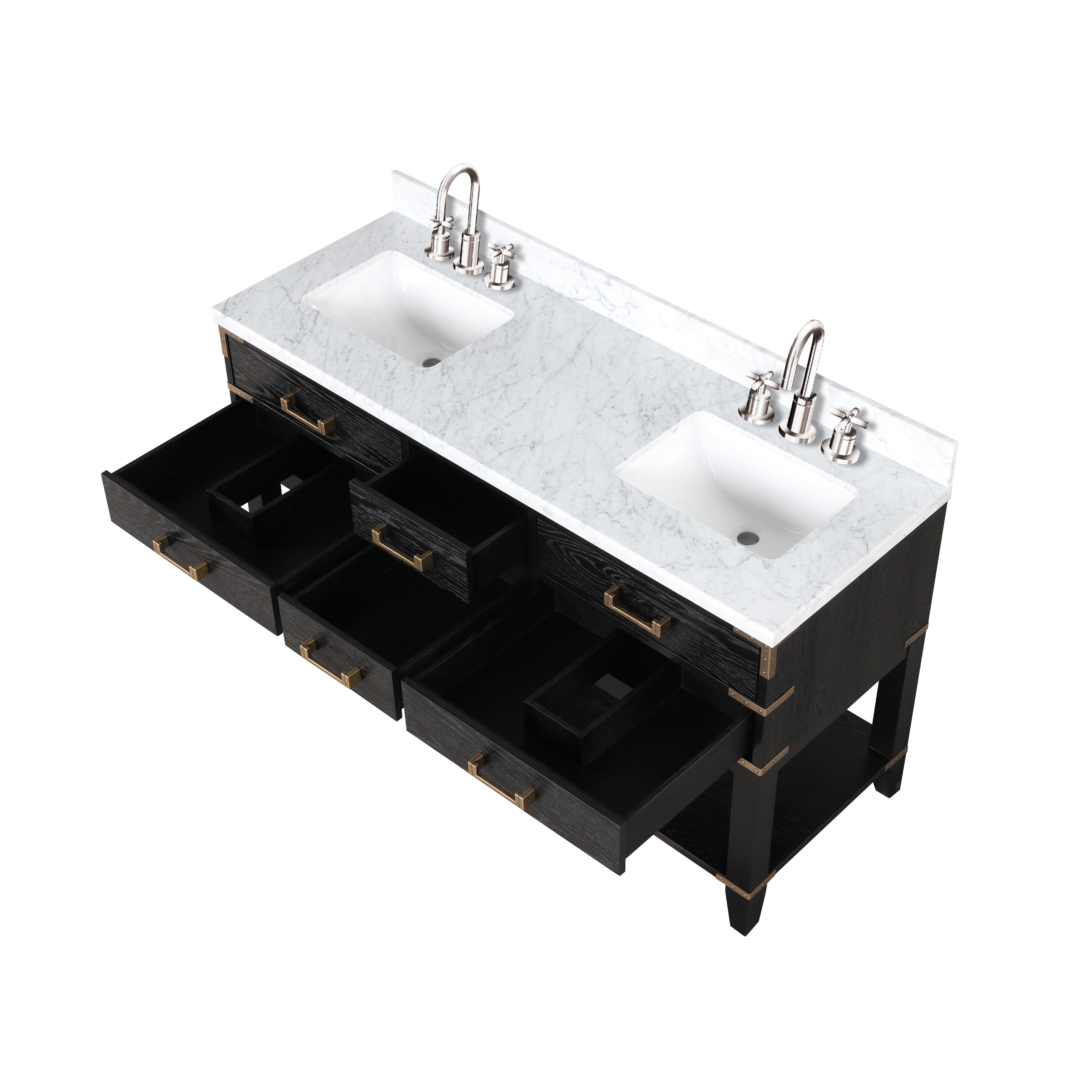 Norwalk 60 in W x 22 in D Black Oak Double Bath Vanity