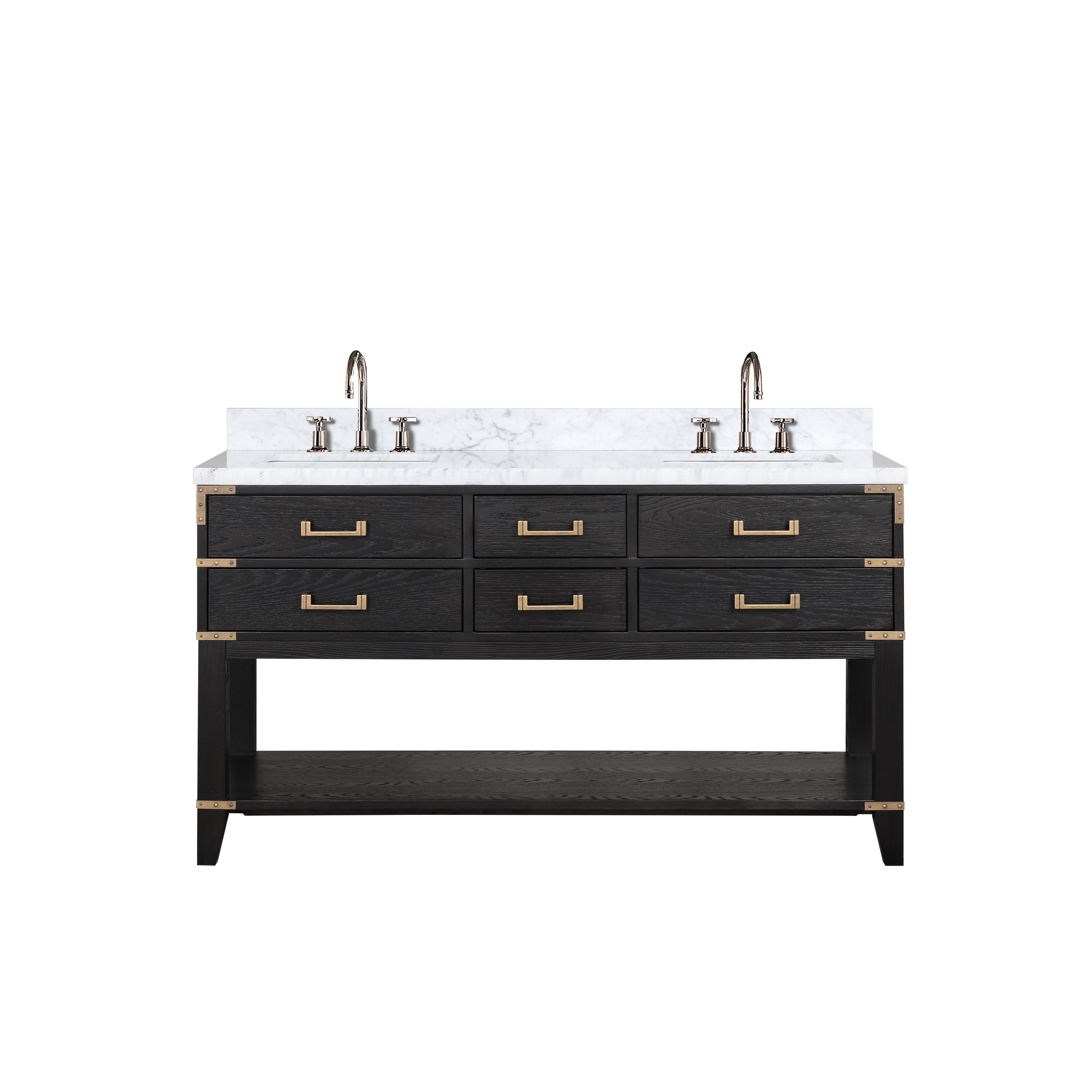 Norwalk 60 in W x 22 in D Black Oak Double Bath Vanity