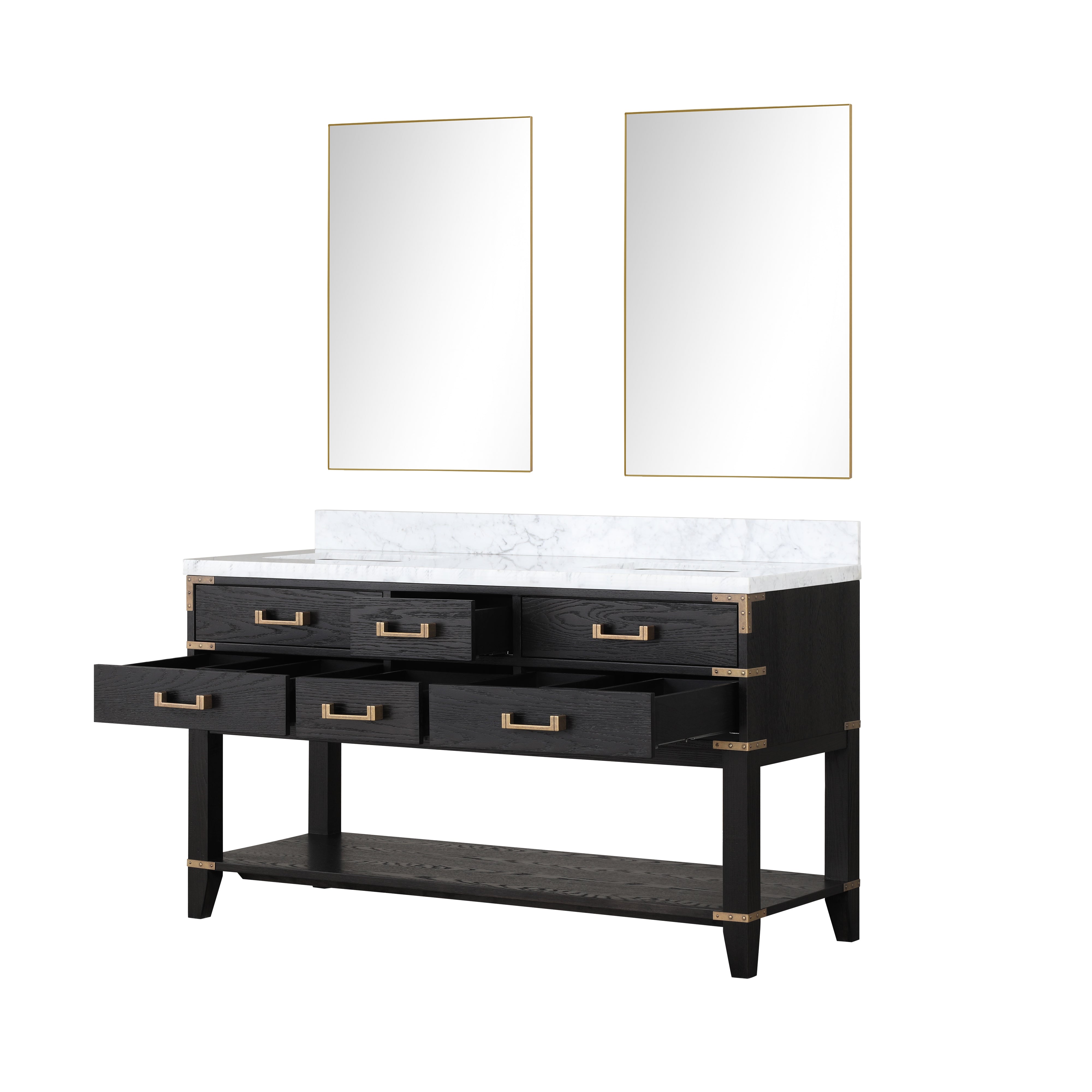 Norwalk 60 in W x 22 in D Black Oak Double Bath Vanity