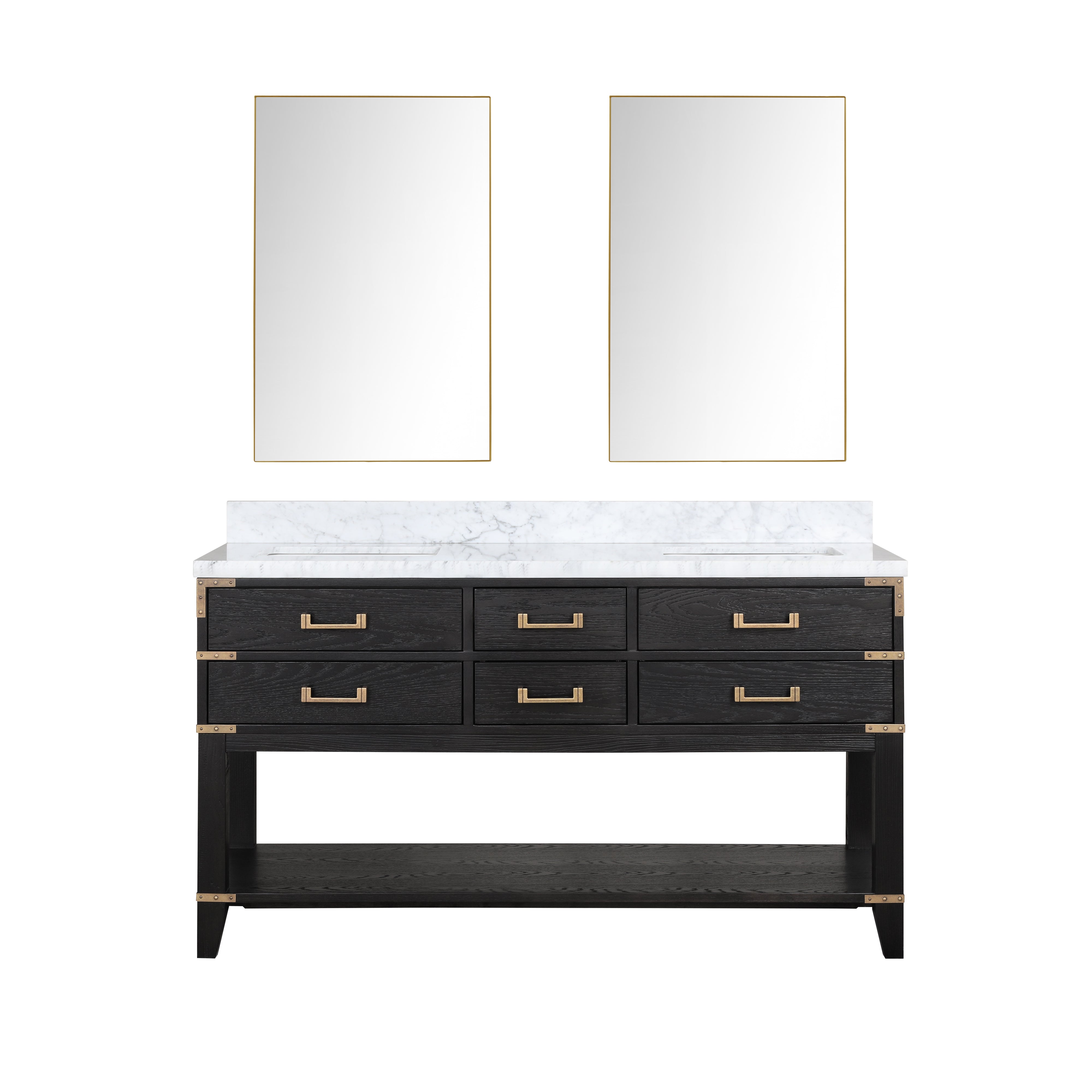 Norwalk 60 in W x 22 in D Black Oak Double Bath Vanity