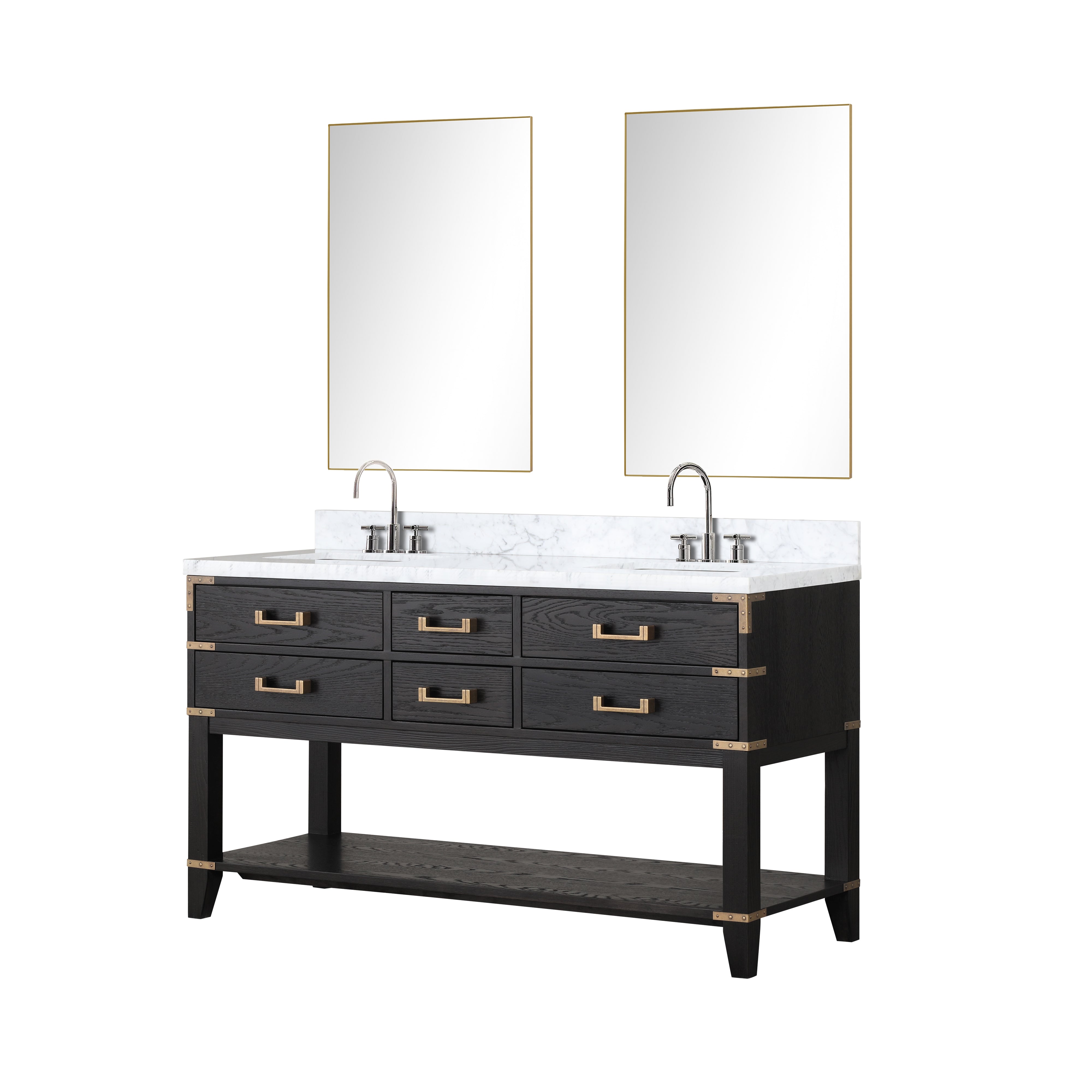 Norwalk 60 in W x 22 in D Black Oak Double Bath Vanity
