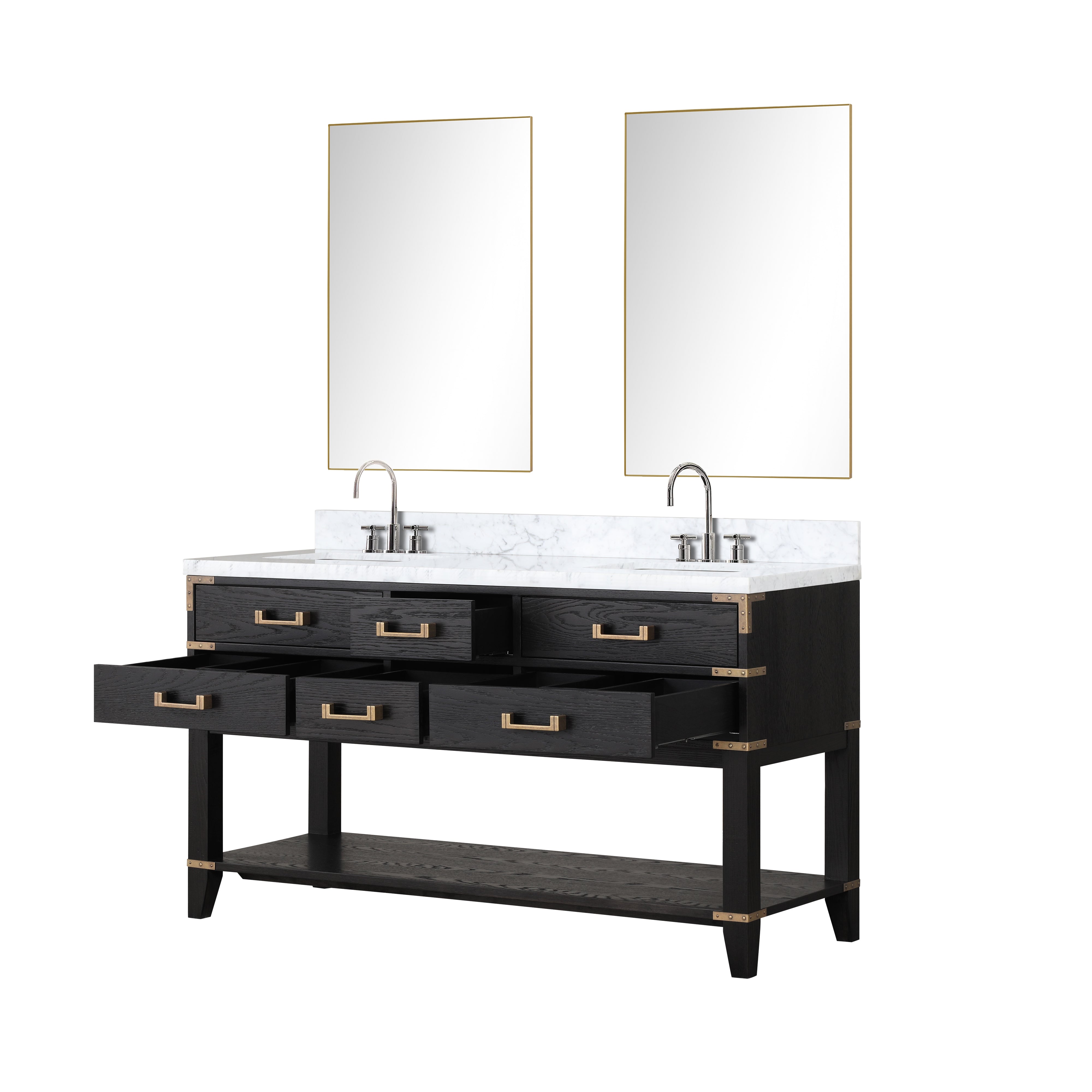 Norwalk 60 in W x 22 in D Black Oak Double Bath Vanity