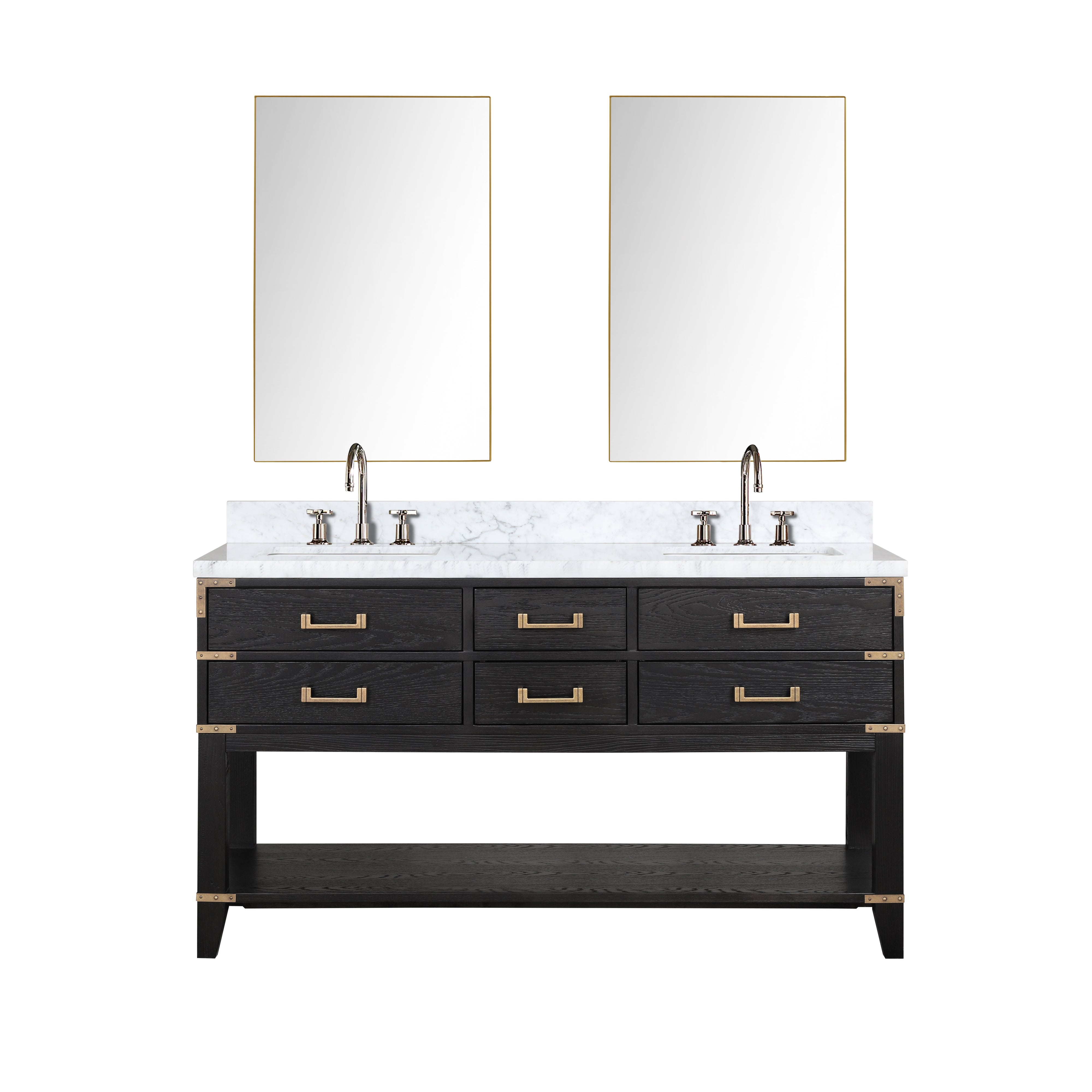 Norwalk 60 in W x 22 in D Black Oak Double Bath Vanity