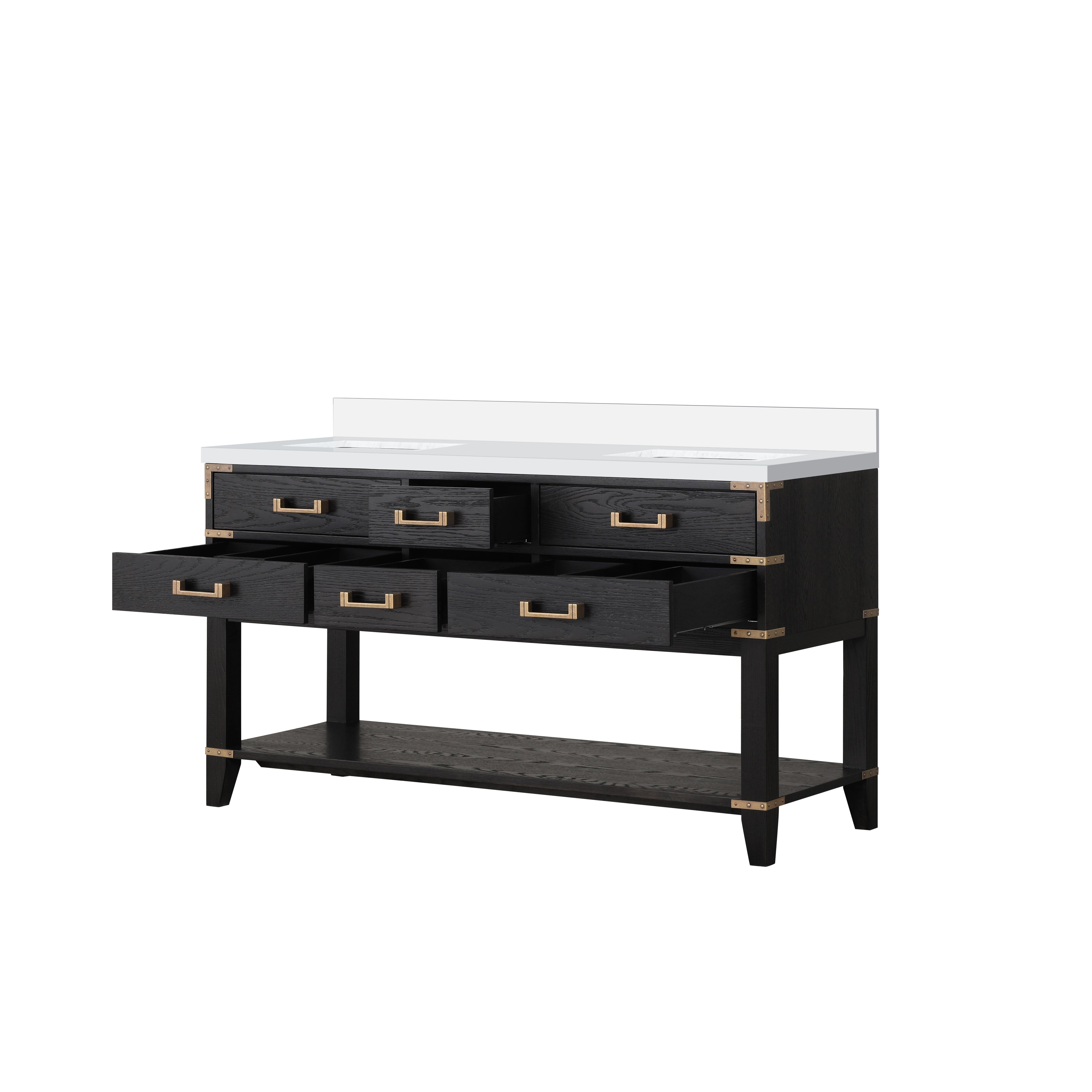 Norwalk 60 in W x 22 in D Black Oak Double Bath Vanity