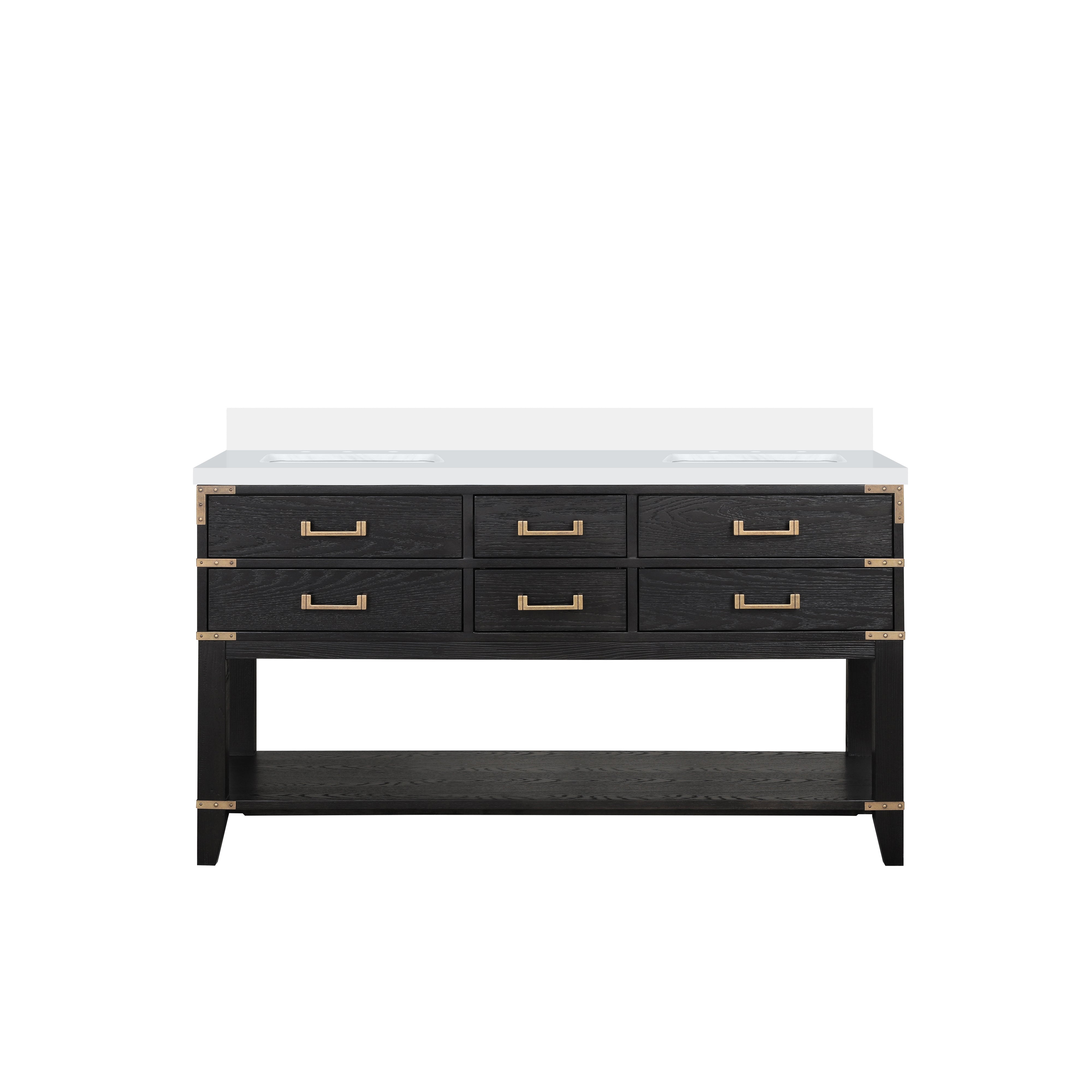 Norwalk 60 in W x 22 in D Black Oak Double Bath Vanity